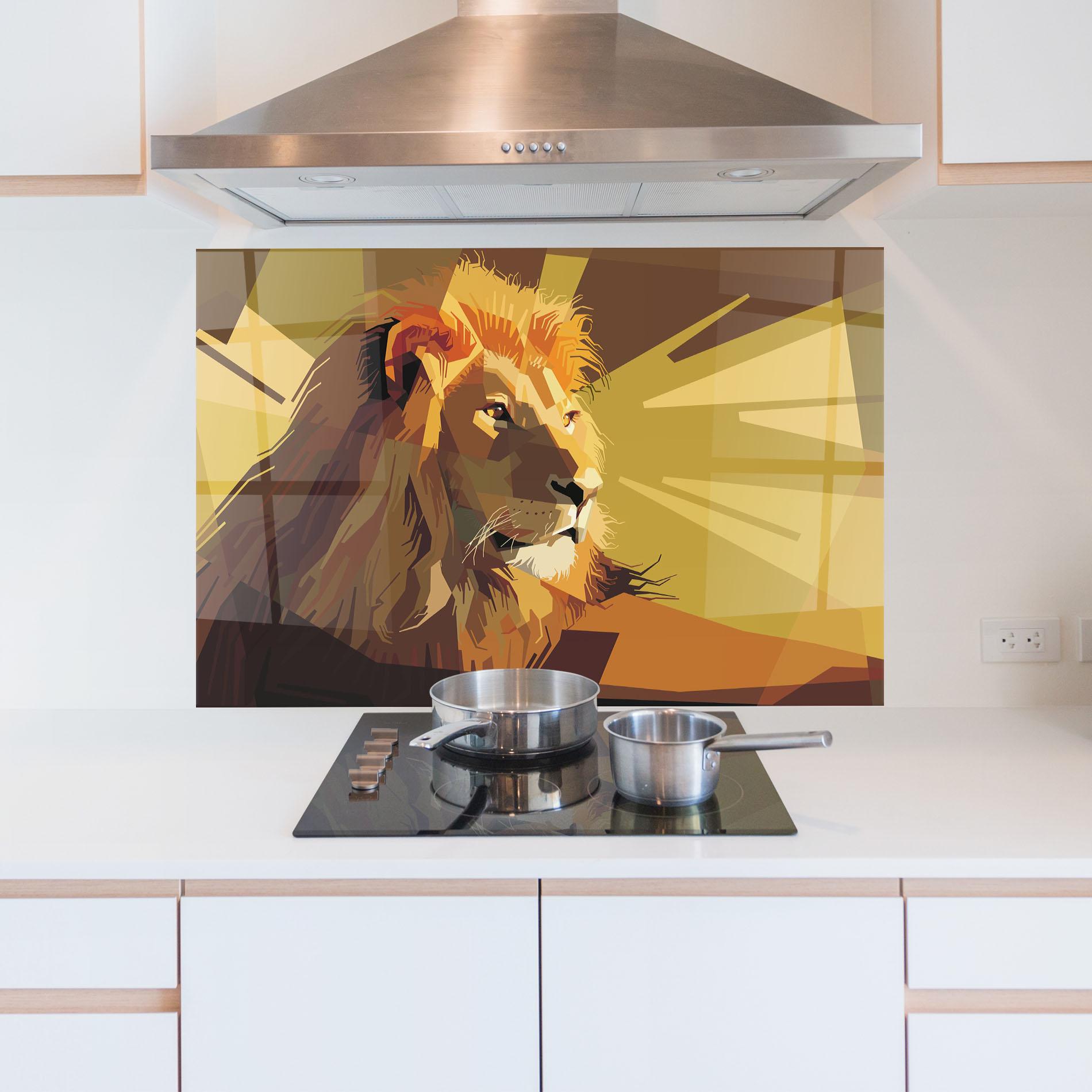 Konyhai üveg hátfal Lion Art mockup 5