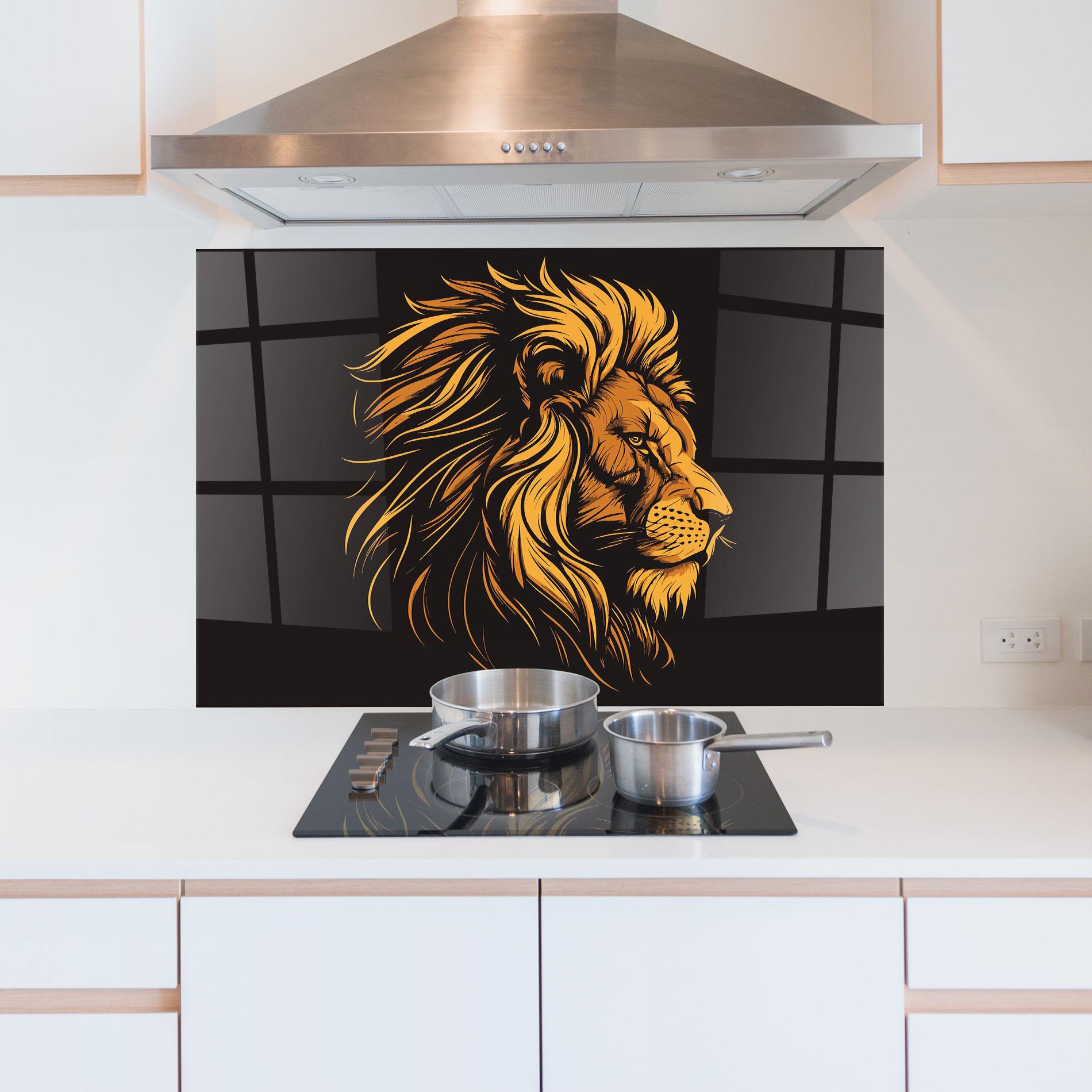 Konyhai üveg hátfal Lion Symbol mockup 5
