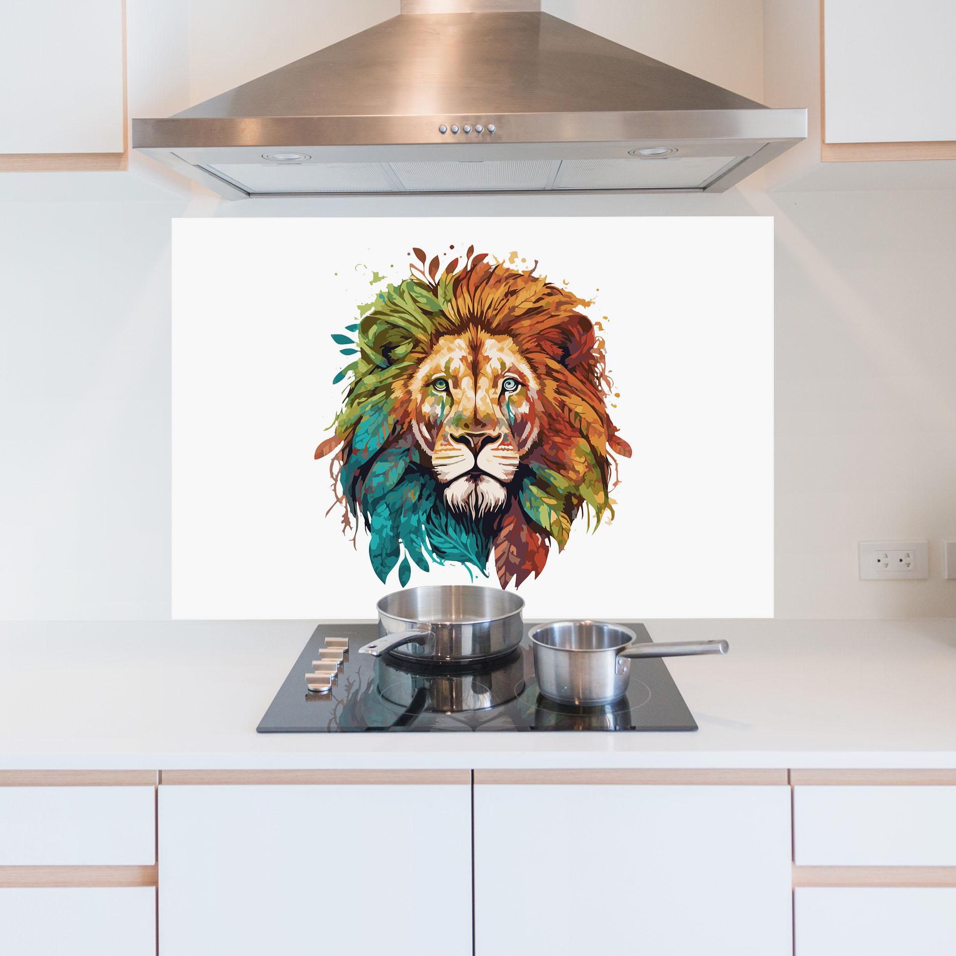 Konyhai üveg hátfal Nature Lion mockup 5