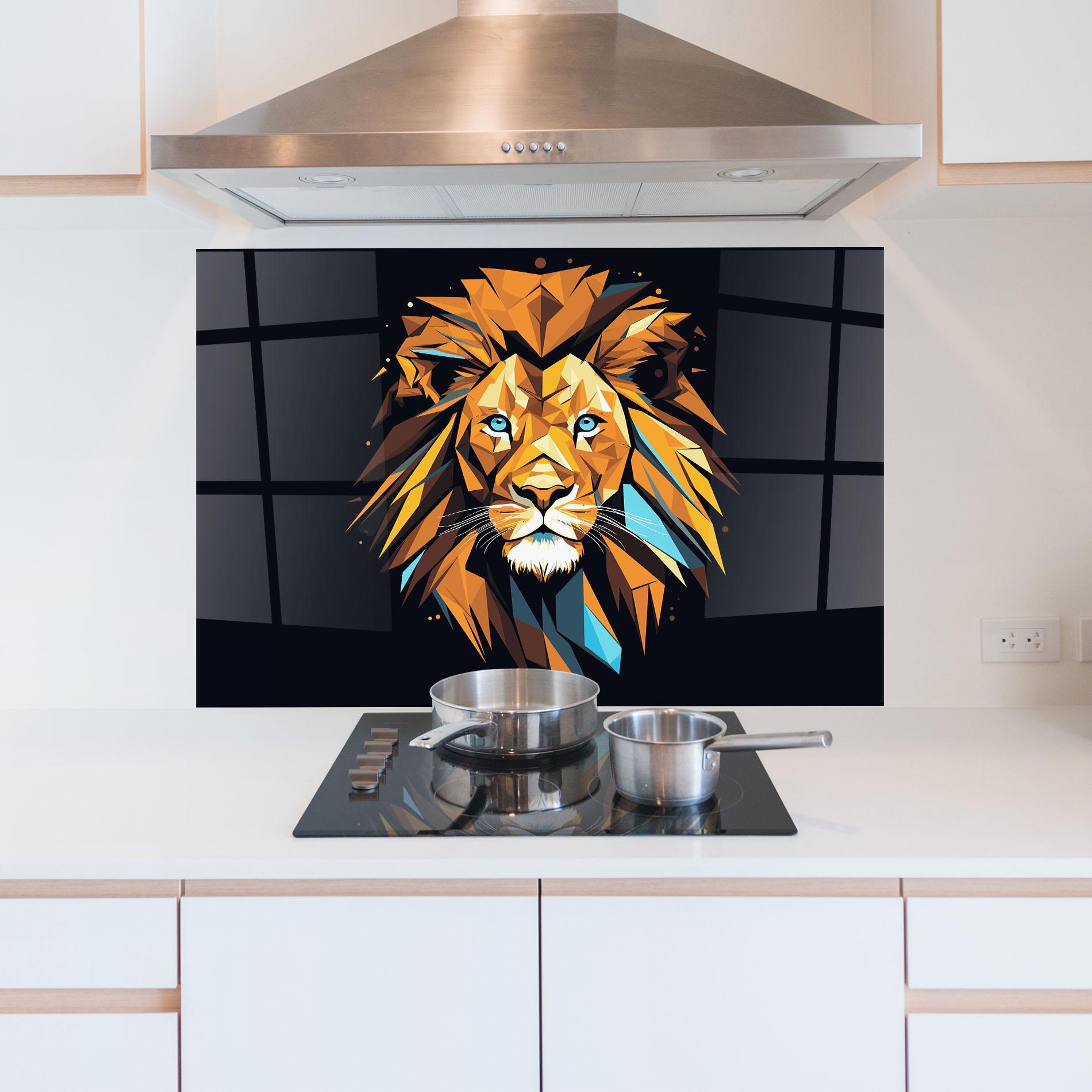 Konyhai üveg hátfal Pop Art Lion mockup 5