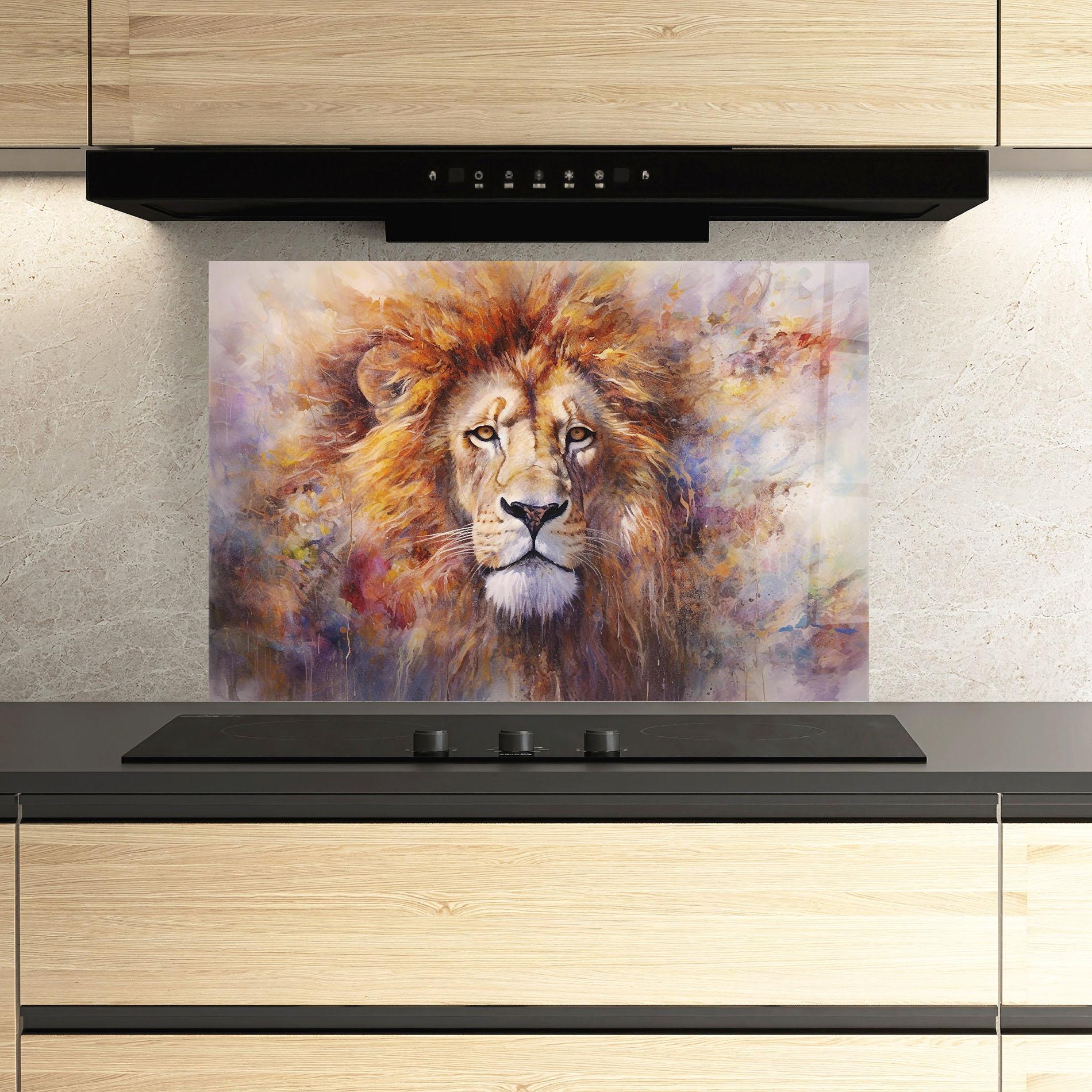 Konyhai üveg hátfal Abstract Lion Head mockup 3