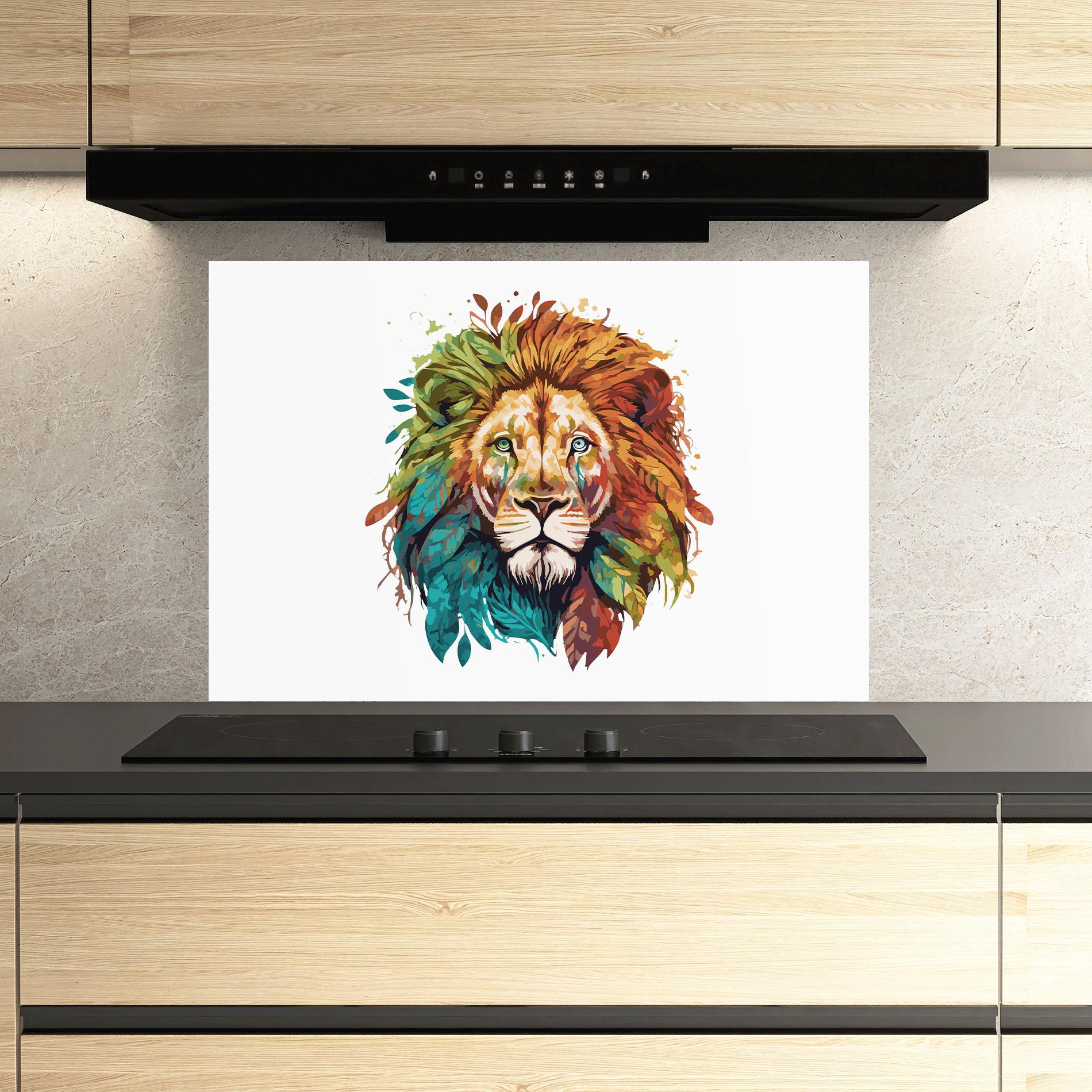 Konyhai üveg hátfal Nature Lion mockup 3