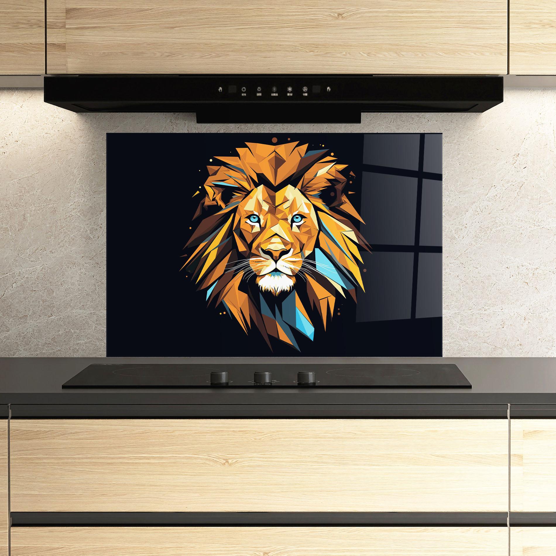 Konyhai üveg hátfal Pop Art Lion mockup 3
