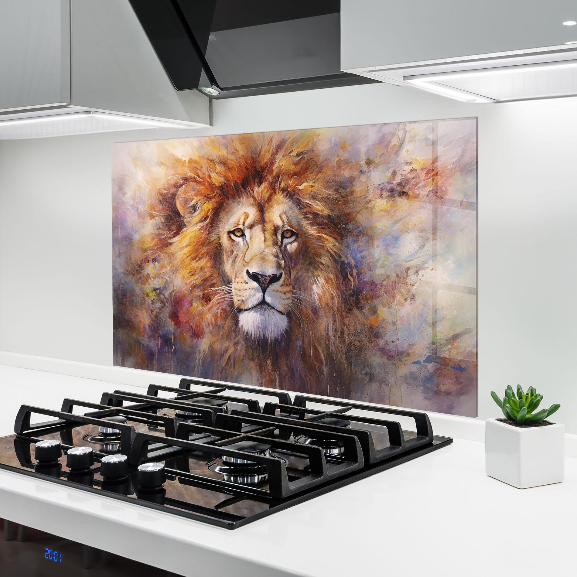 Konyhai üveg hátfal Abstract Lion Head mockup 6