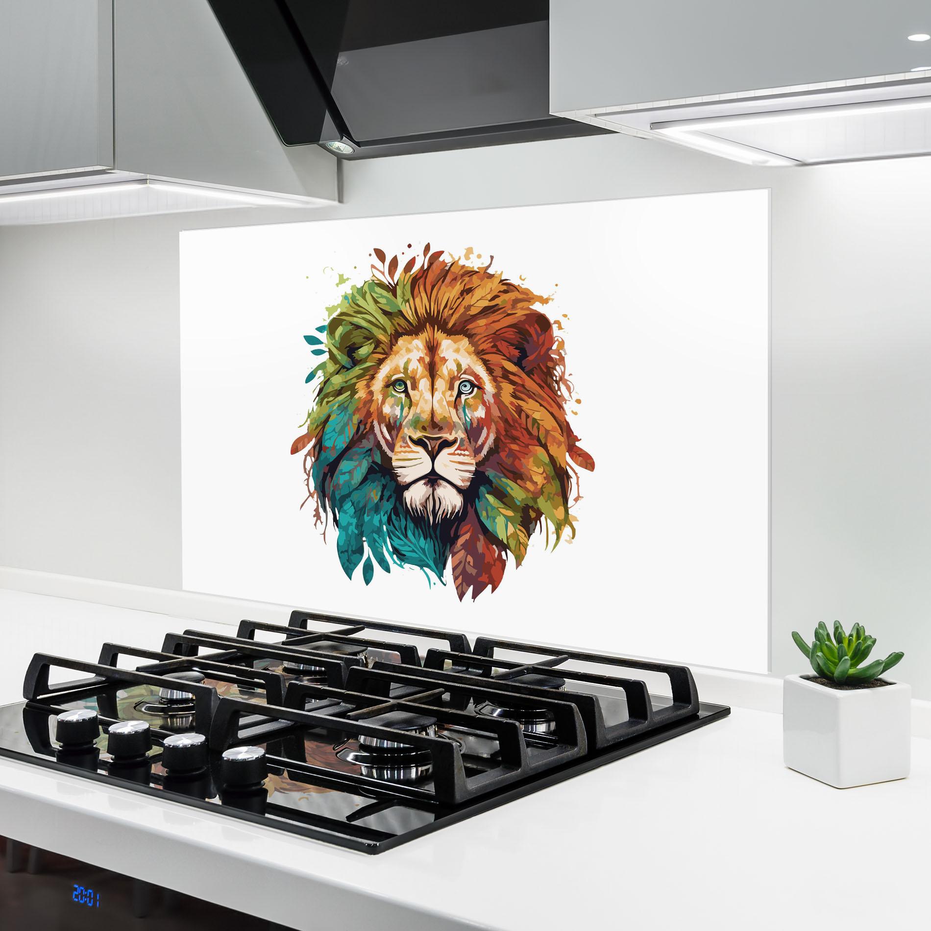 Konyhai üveg hátfal Nature Lion mockup 6