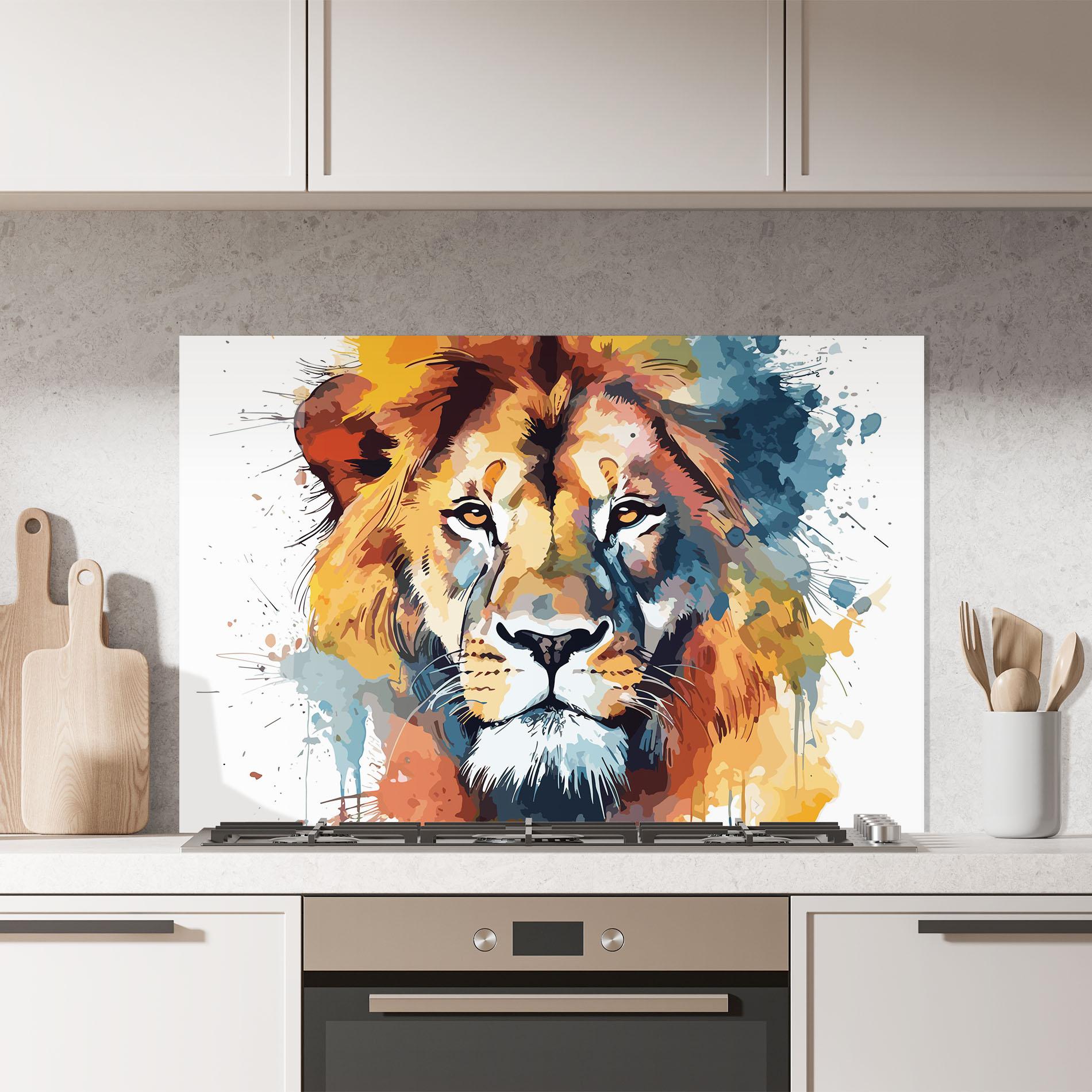 Konyhai üveg hátfal Lion Head Art mockup 7
