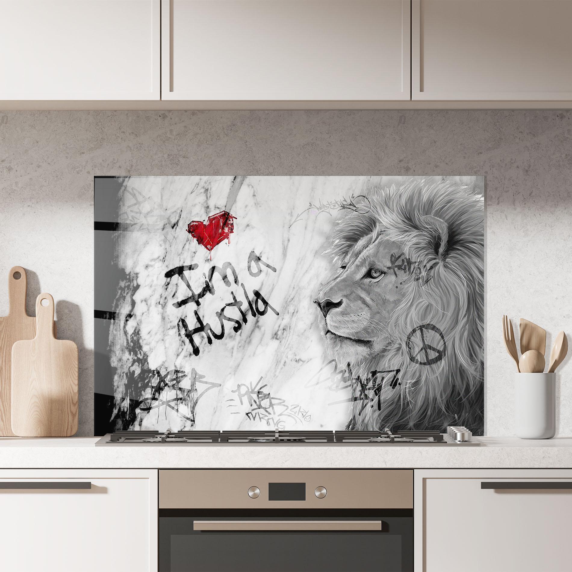 Konyhai üveg hátfal Lion Hustler mockup 7