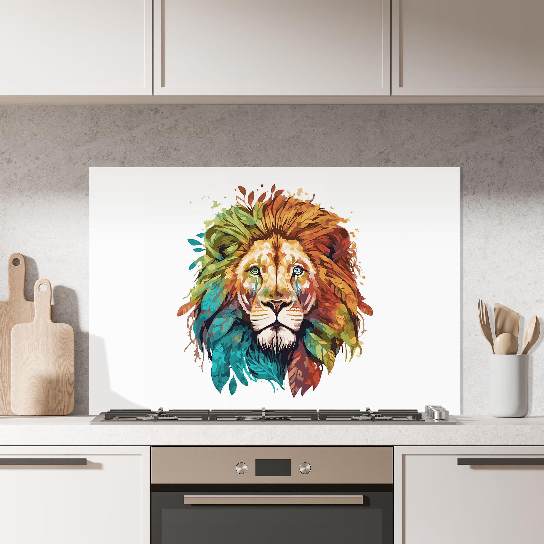 Konyhai üveg hátfal Nature Lion mockup 7