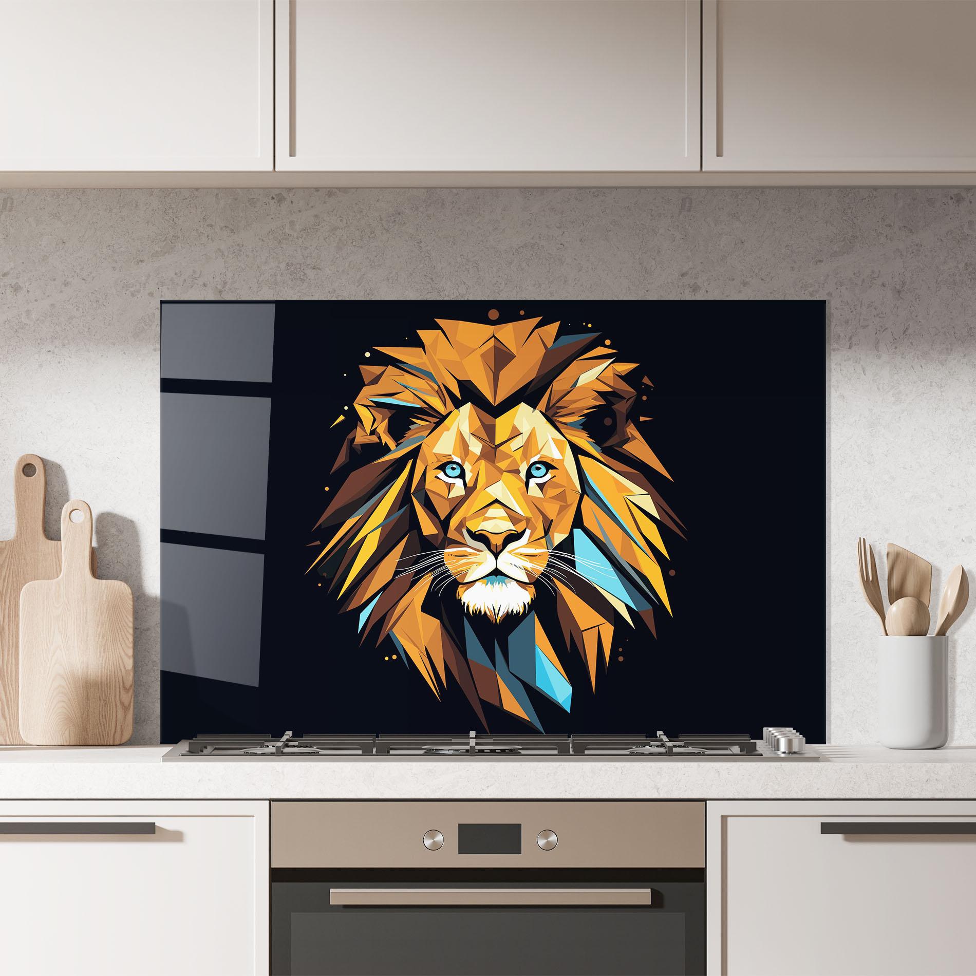 Konyhai üveg hátfal Pop Art Lion mockup 7
