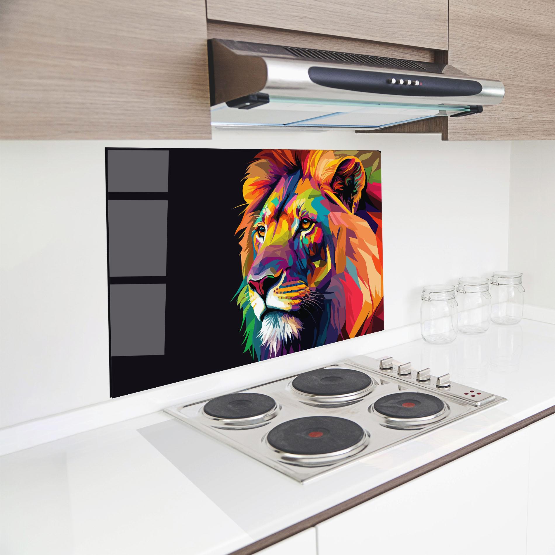 Konyhai üveg hátfal Colorful Lion mockup 8