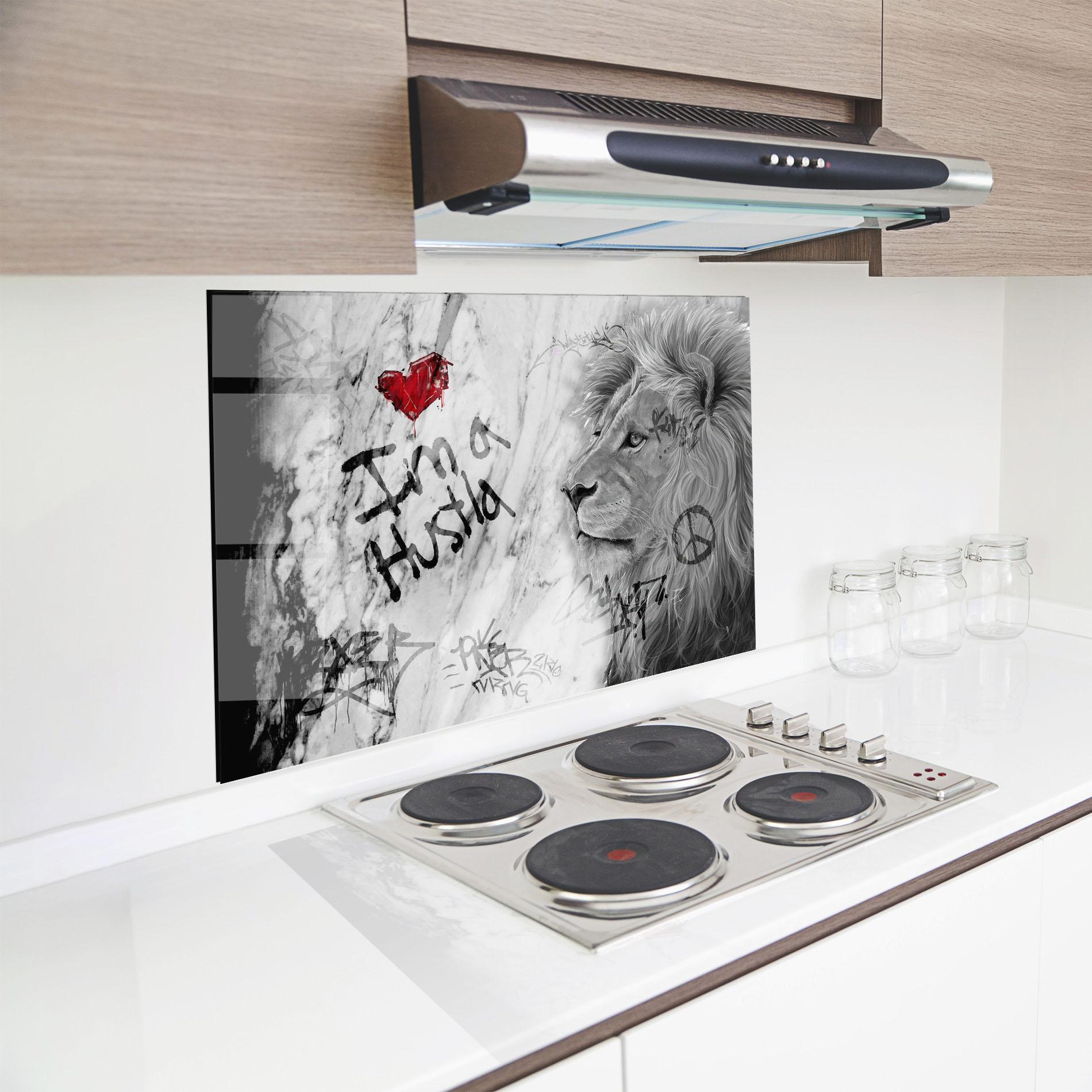 Konyhai üveg hátfal Lion Hustler mockup 8