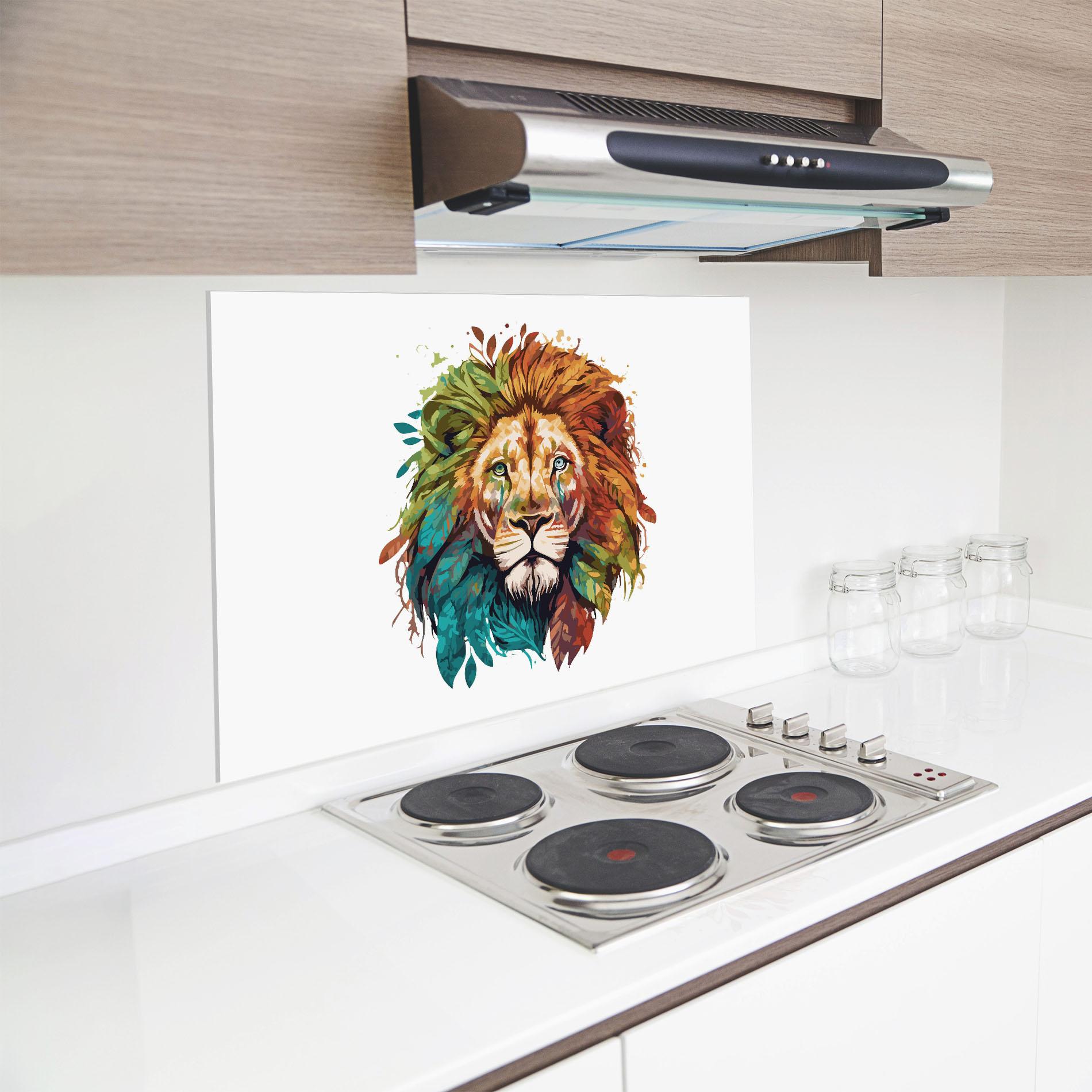 Konyhai üveg hátfal Nature Lion mockup 8