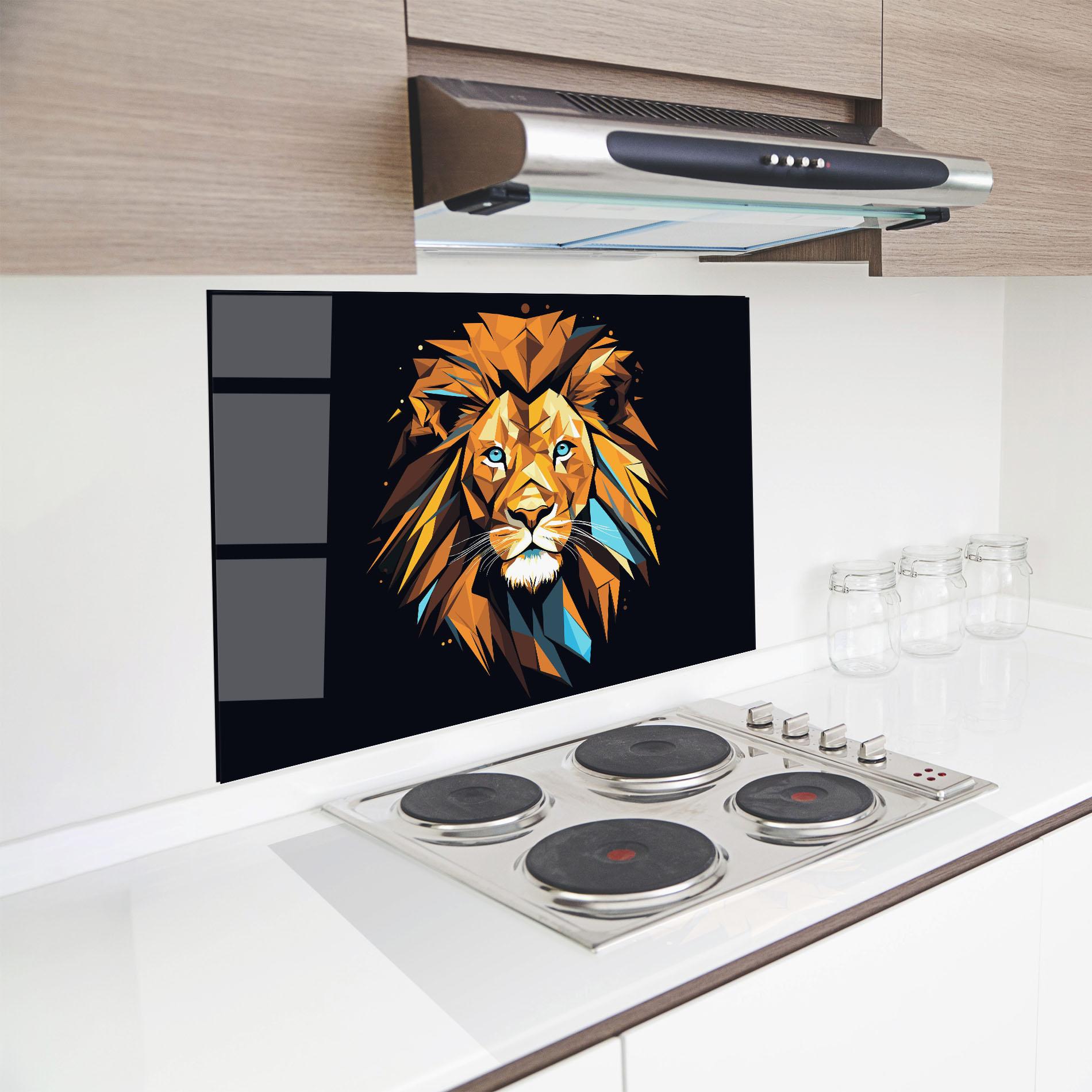 Konyhai üveg hátfal Pop Art Lion mockup 8