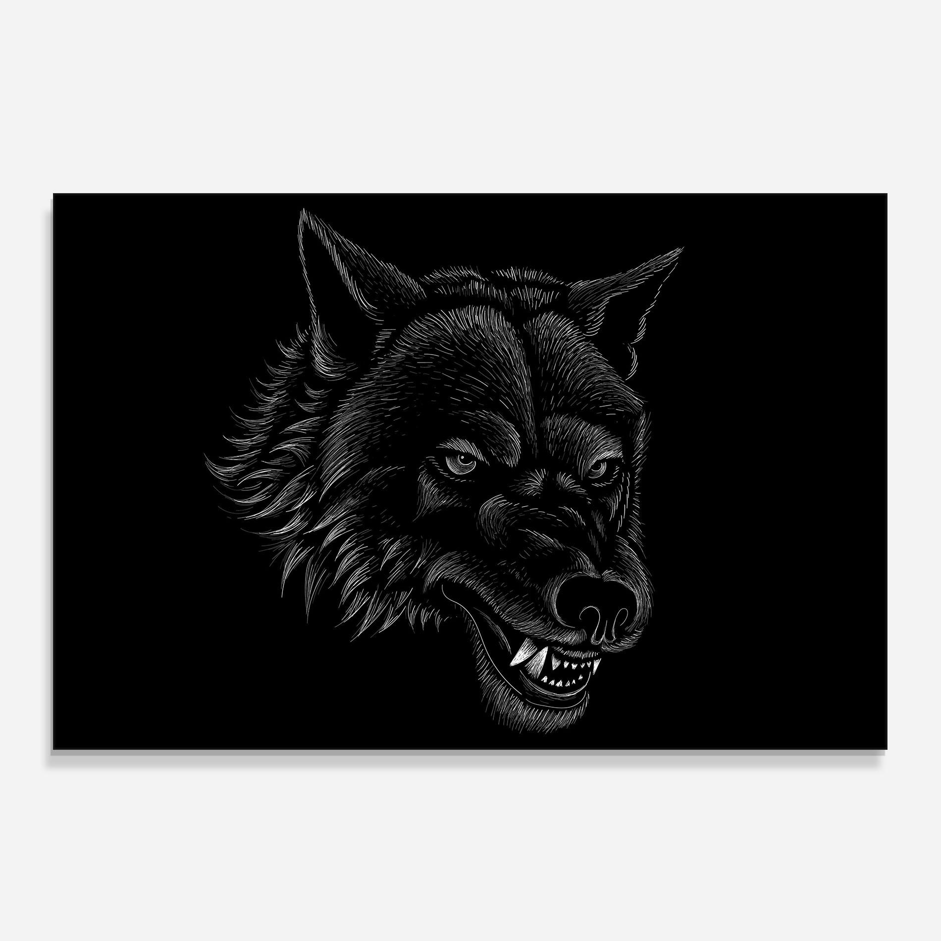 Konyhai üveg hátfal Angry Wolf Face mockup 0