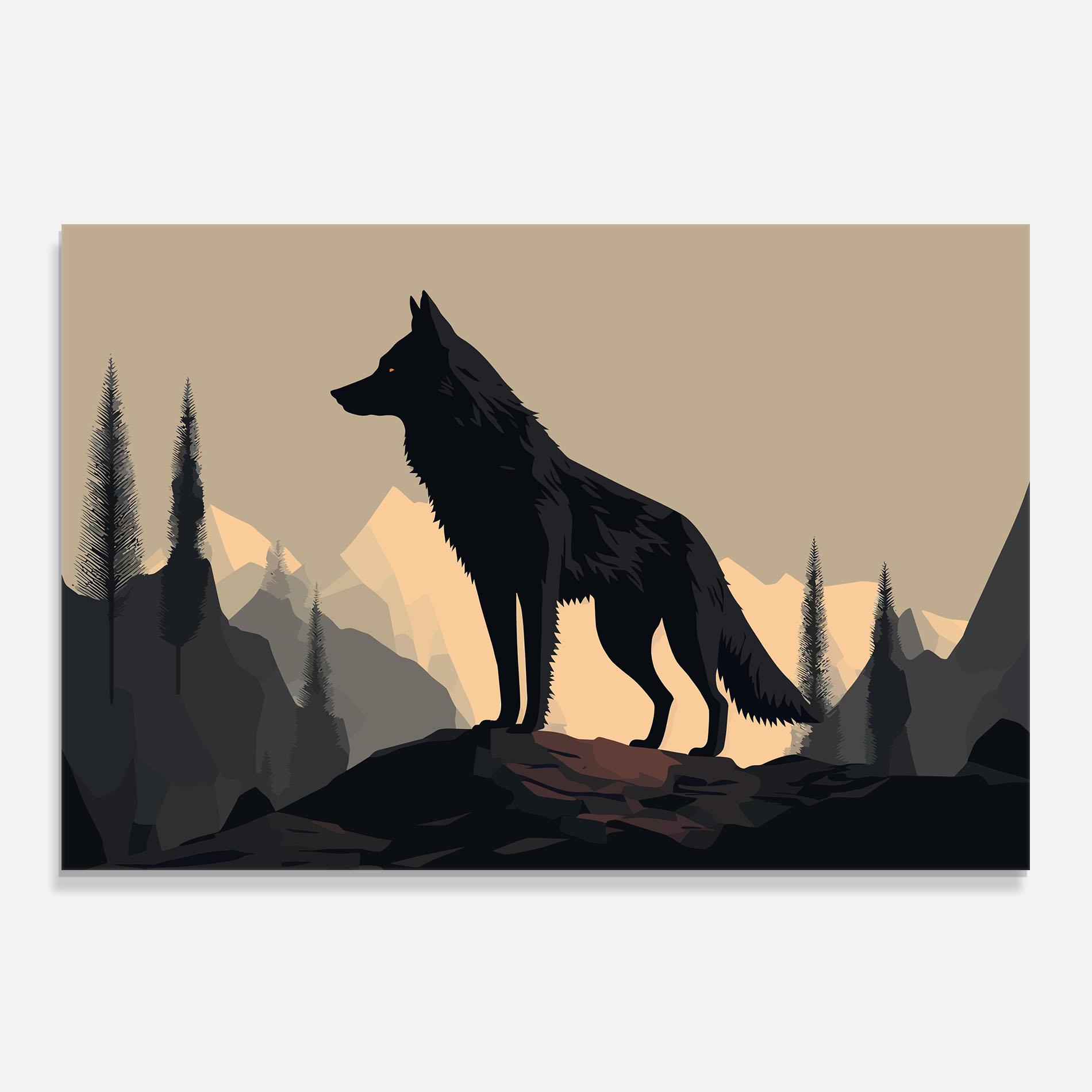 Konyhai üveg hátfal Black Wolf mockup 0