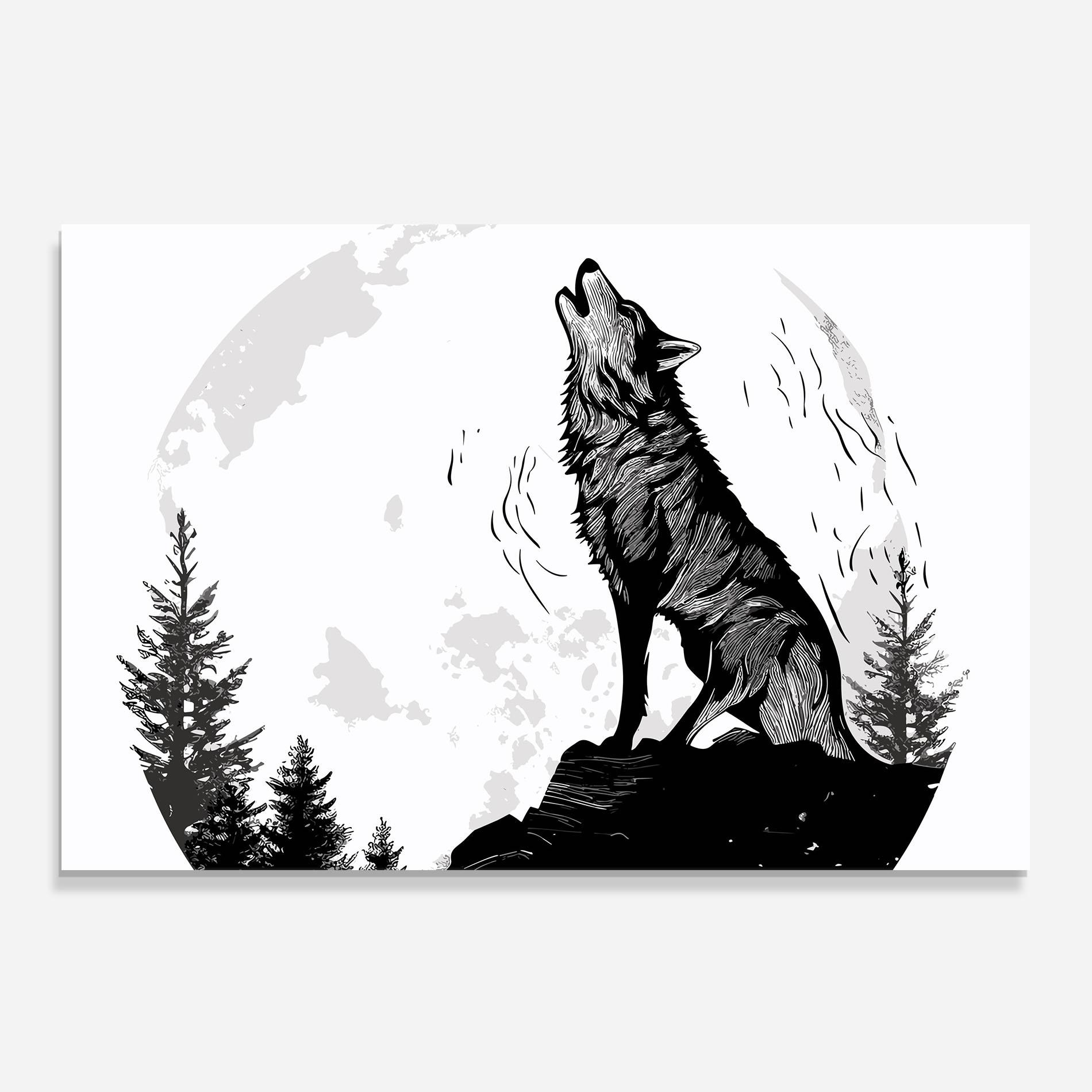 Konyhai üveg hátfal Grey Moon Wolf mockup 0
