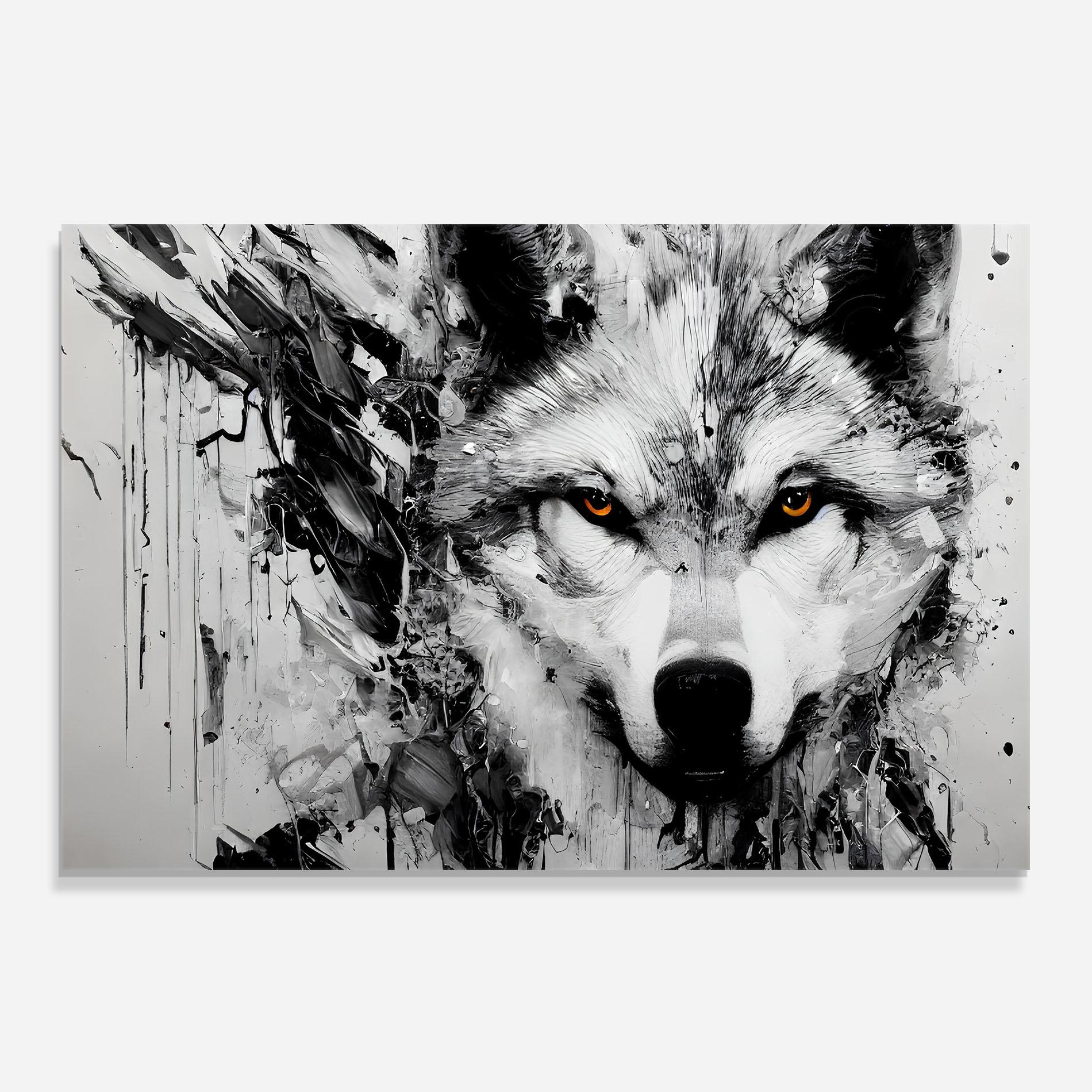 Konyhai üveg hátfal Grey Wolf Portrait mockup 0