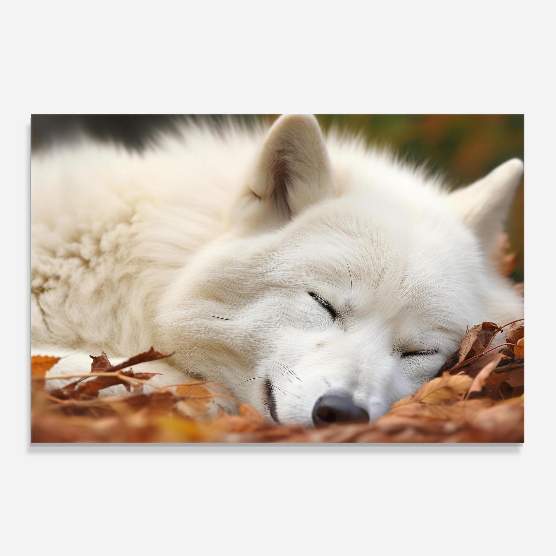 Konyhai üveg hátfal White Wolf Sleeping mockup 0