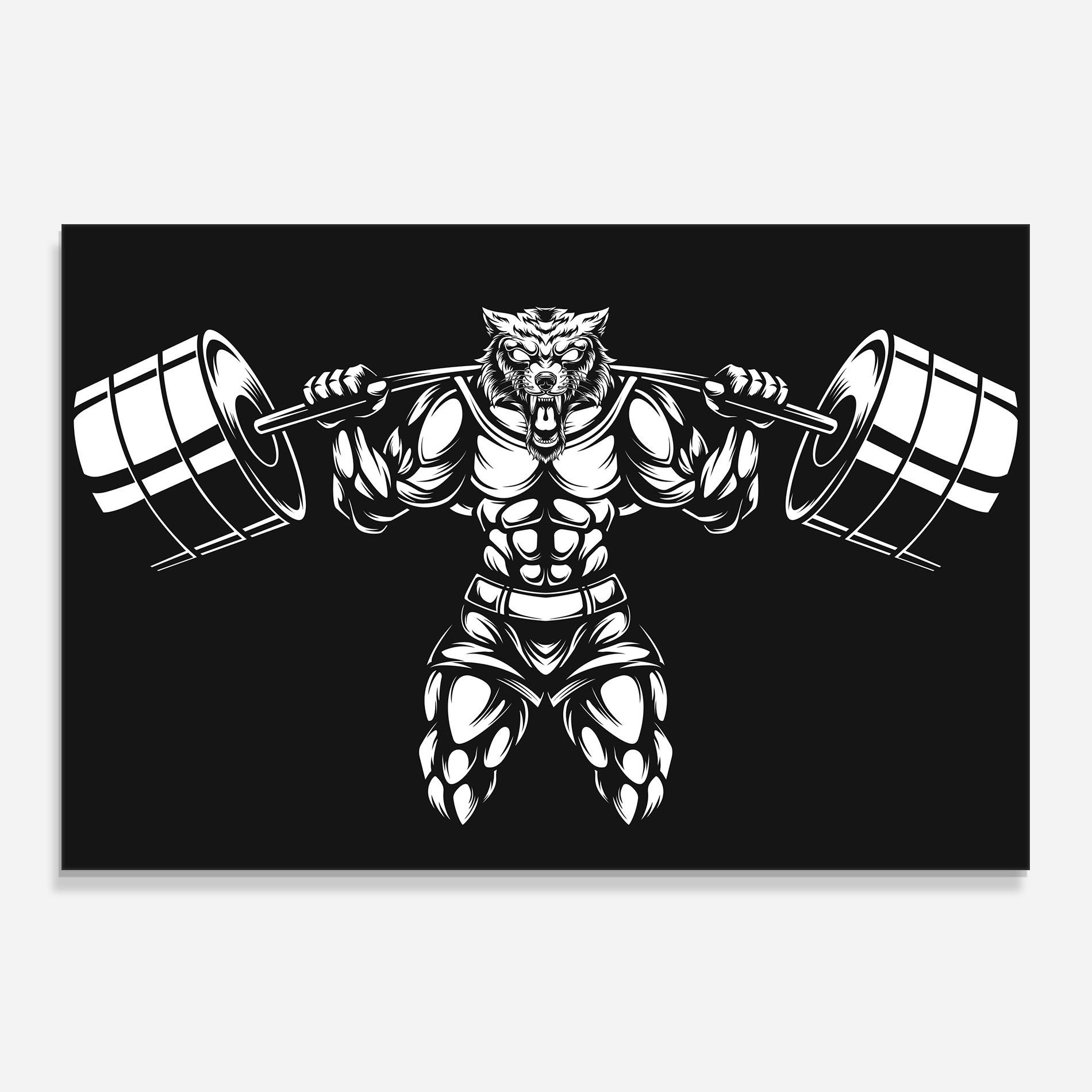 Konyhai üveg hátfal Work Out Wolf mockup 0