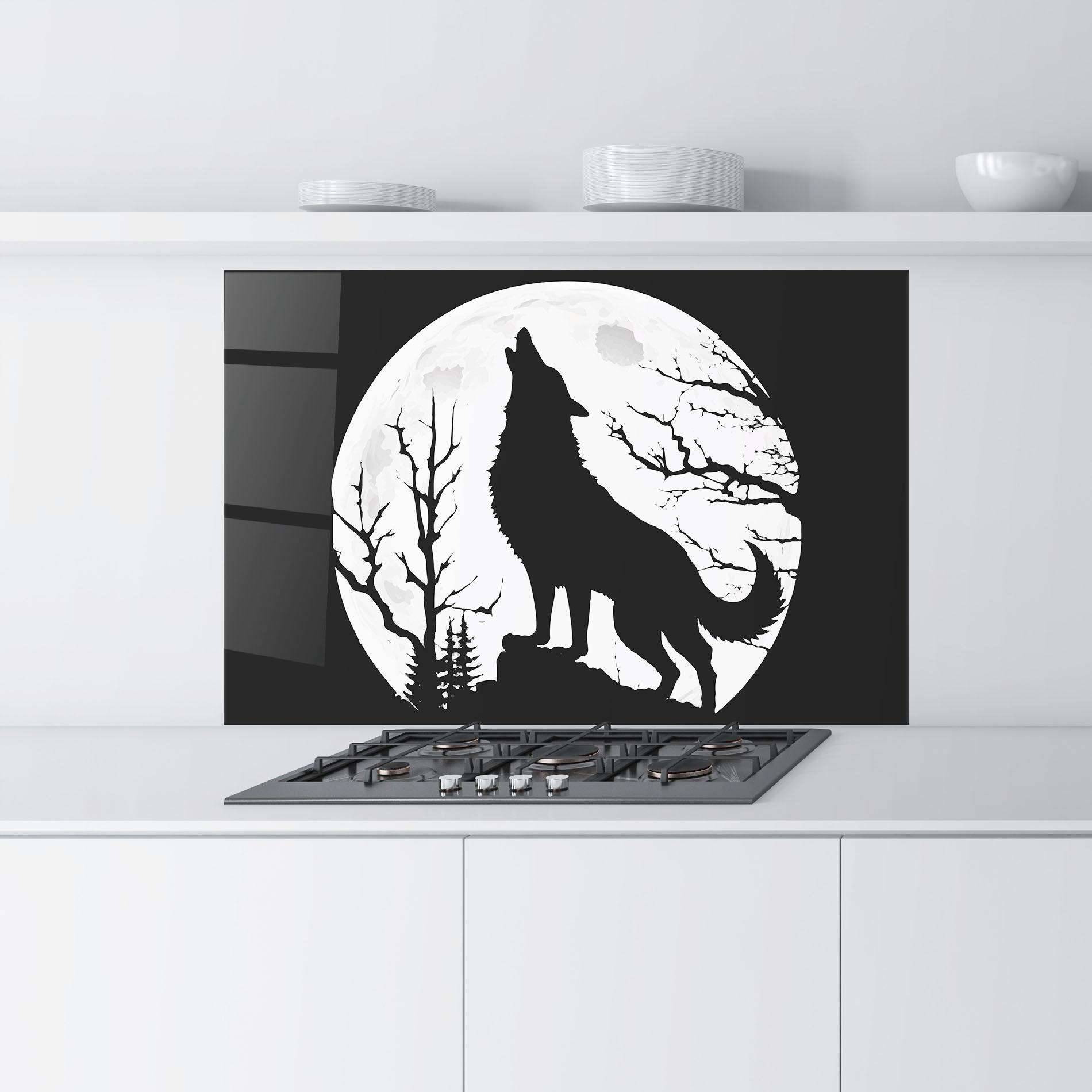 Konyhai üveg hátfal Full Moon Wolf mockup 9