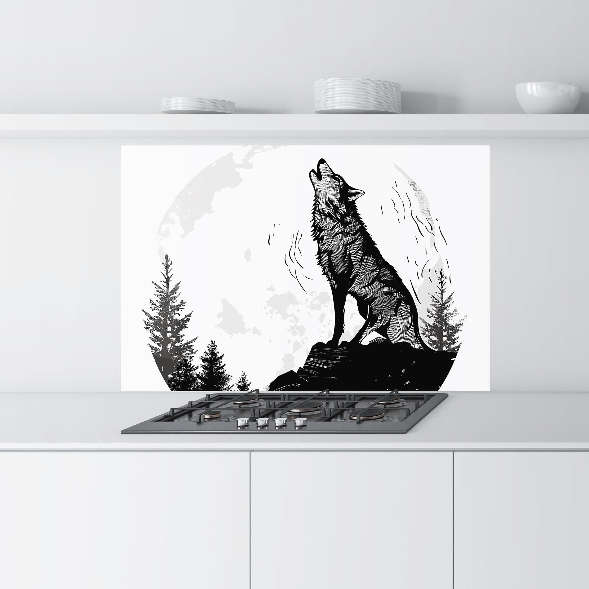 Konyhai üveg hátfal Grey Moon Wolf mockup 9