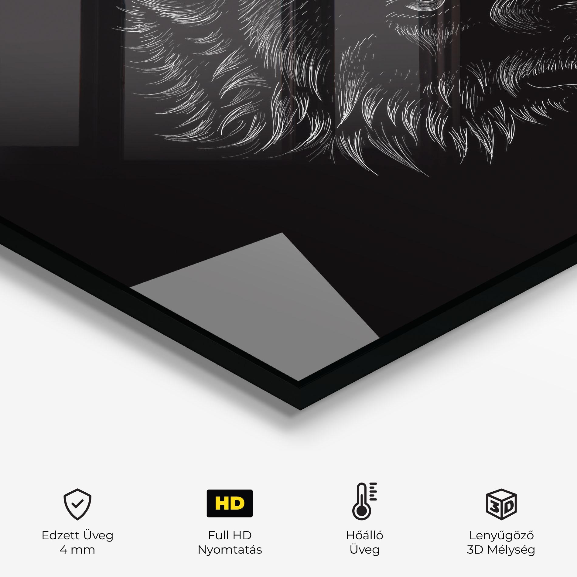 Konyhai üveg hátfal Angry Wolf Face mockup 2