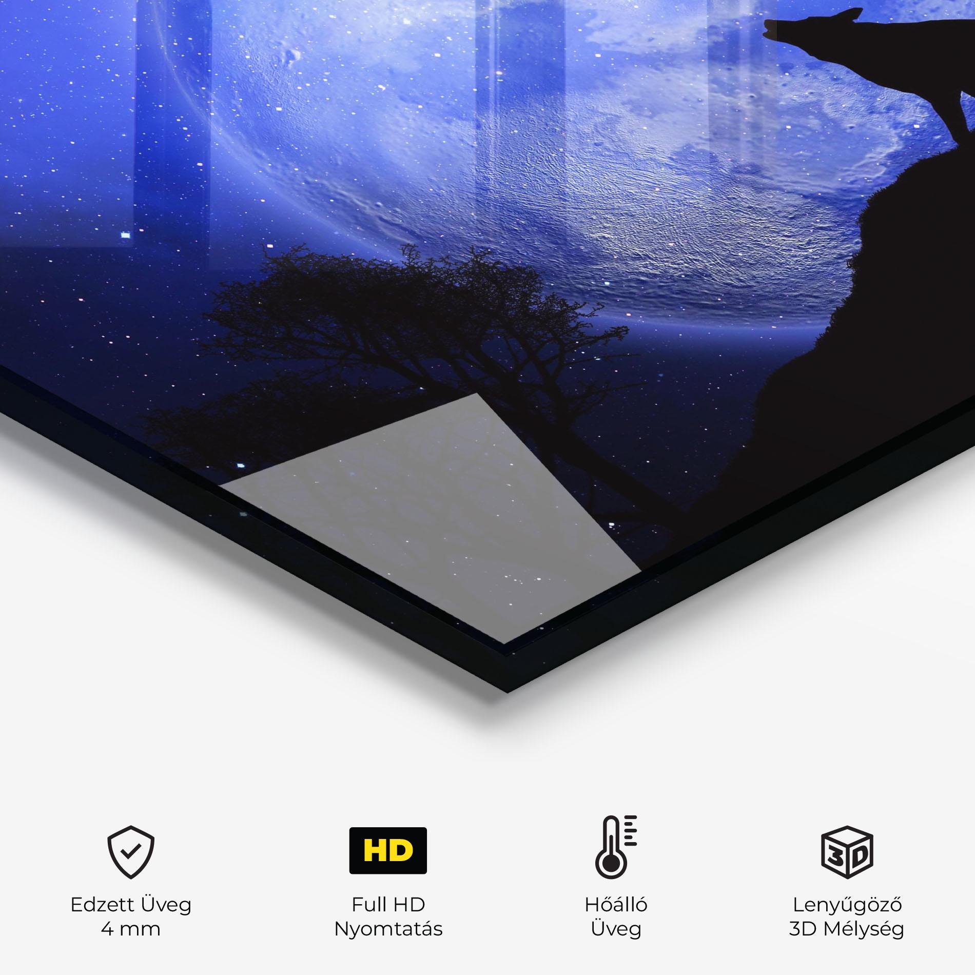 Konyhai üveg hátfal Wolf Howling mockup 2