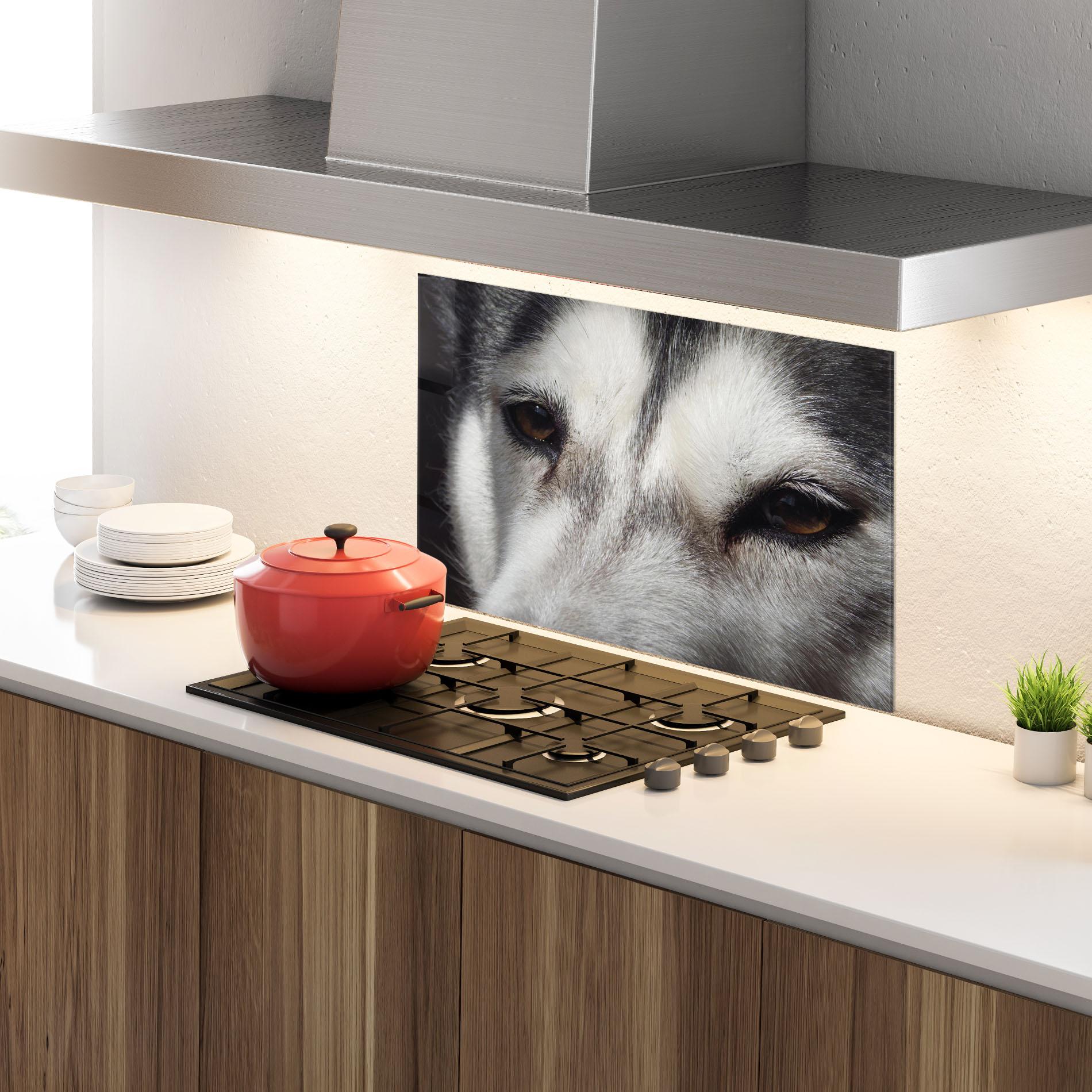 Konyhai üveg hátfal Close Up Wolf mockup 4