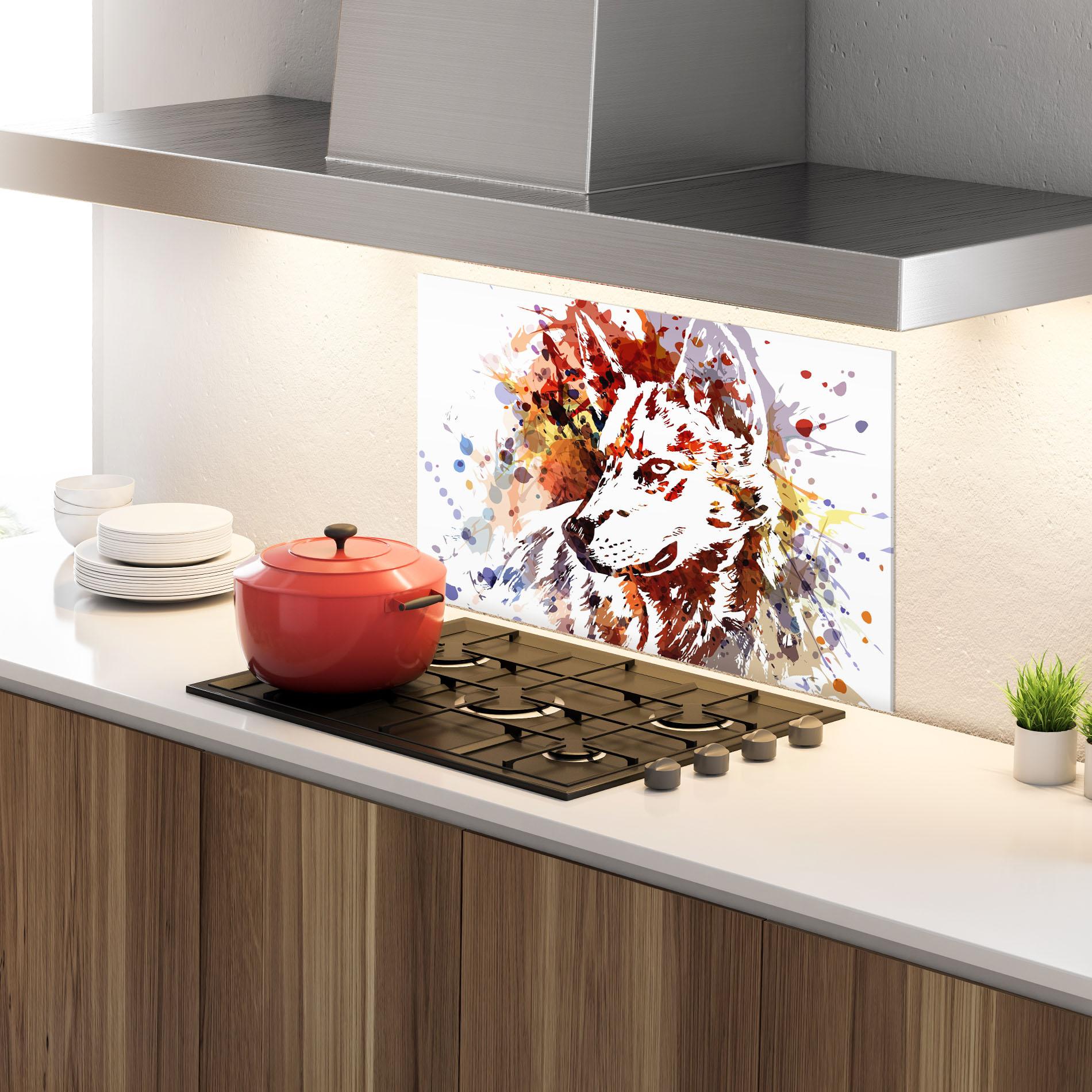 Konyhai üveg hátfal Wolf Splash mockup 4