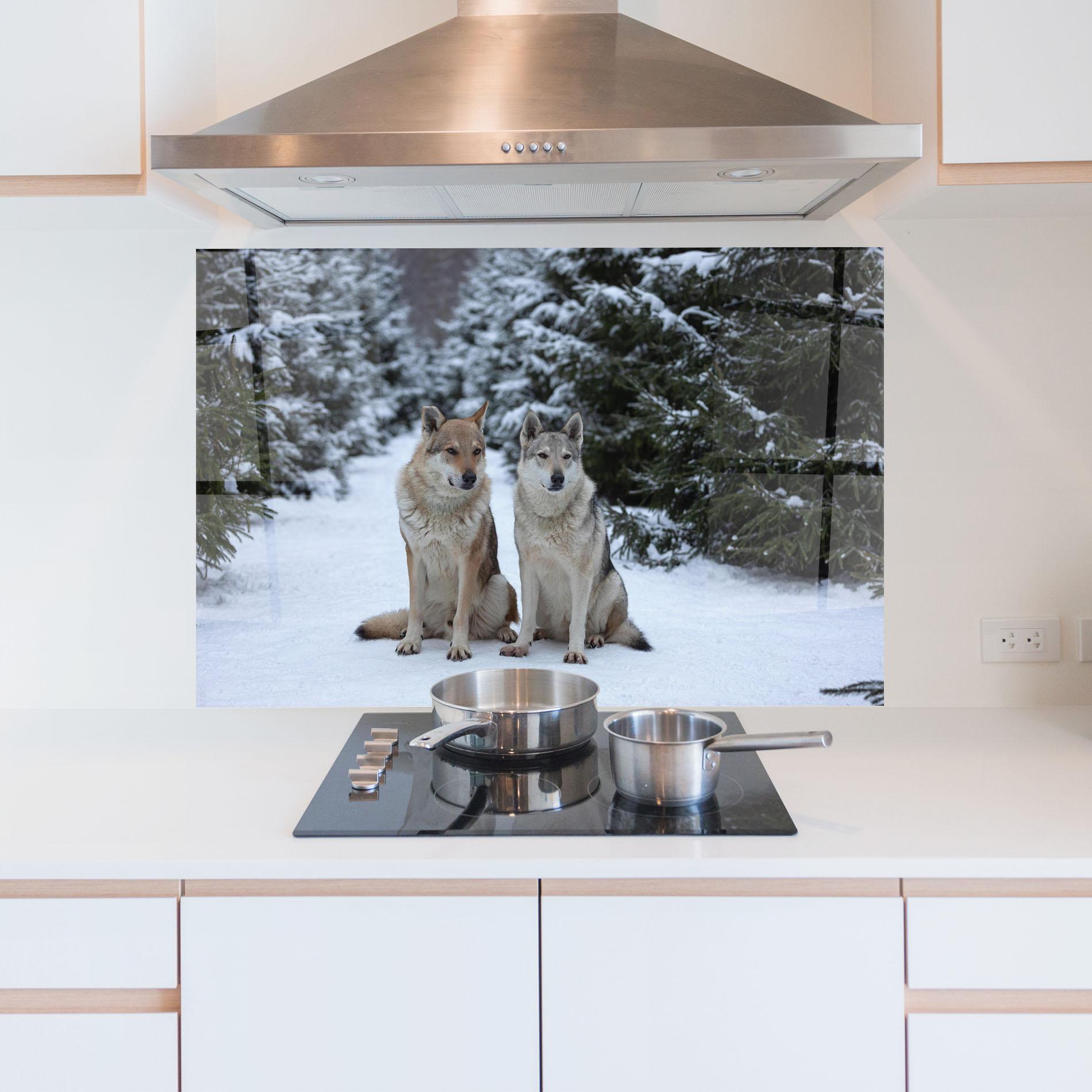 Konyhai üveg hátfal 2 Wolfs Sitting mockup 5