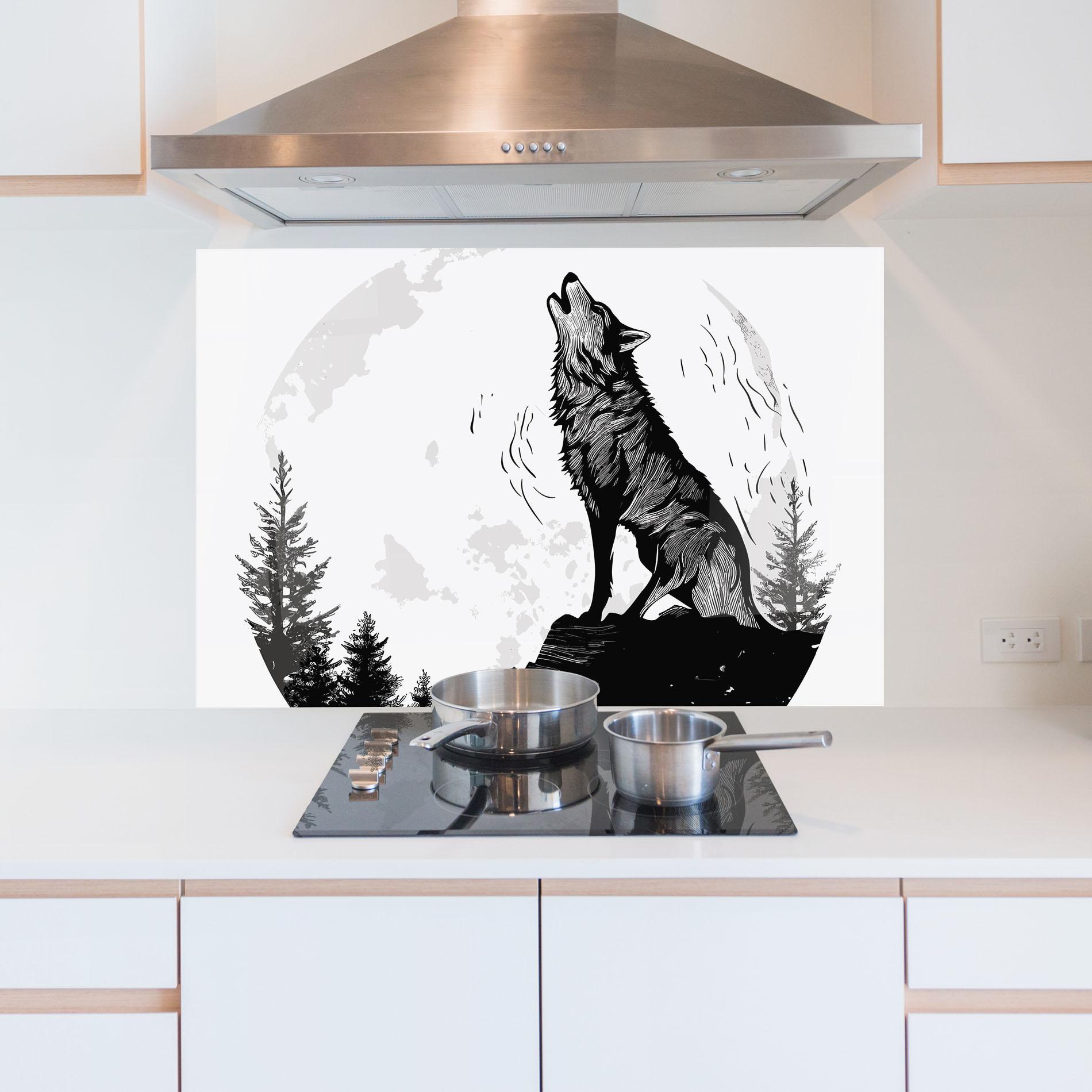 Konyhai üveg hátfal Grey Moon Wolf mockup 5