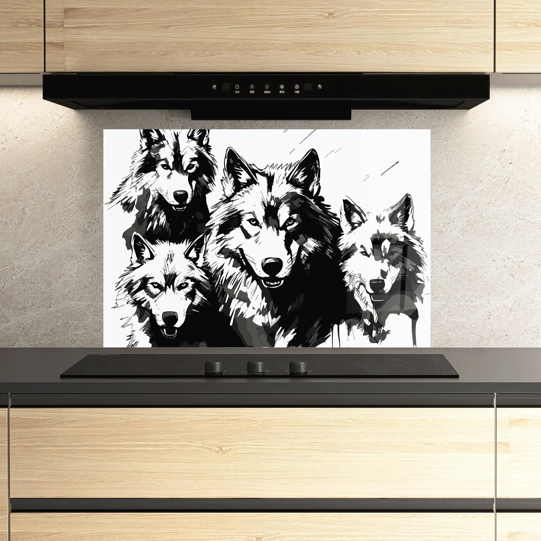 Konyhai üveg hátfal Wolf Family mockup 3