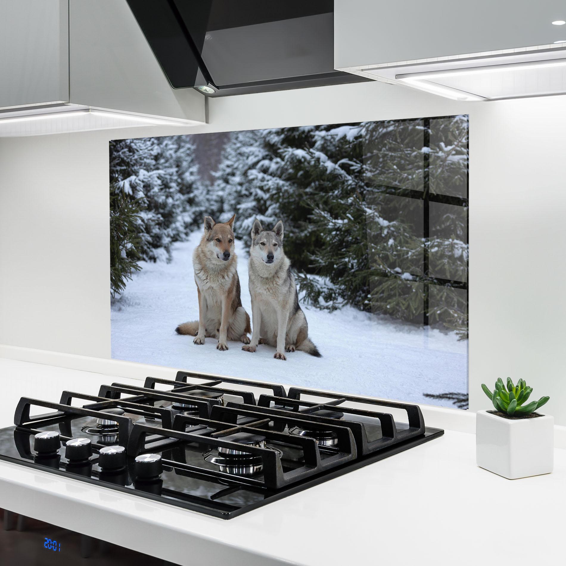 Konyhai üveg hátfal 2 Wolfs Sitting mockup 6