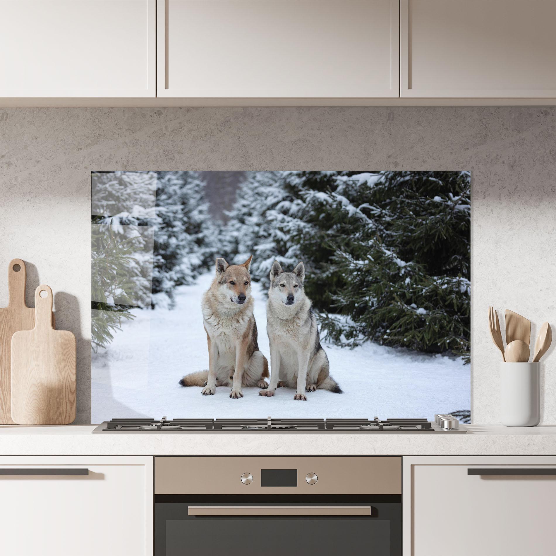 Konyhai üveg hátfal 2 Wolfs Sitting mockup 7