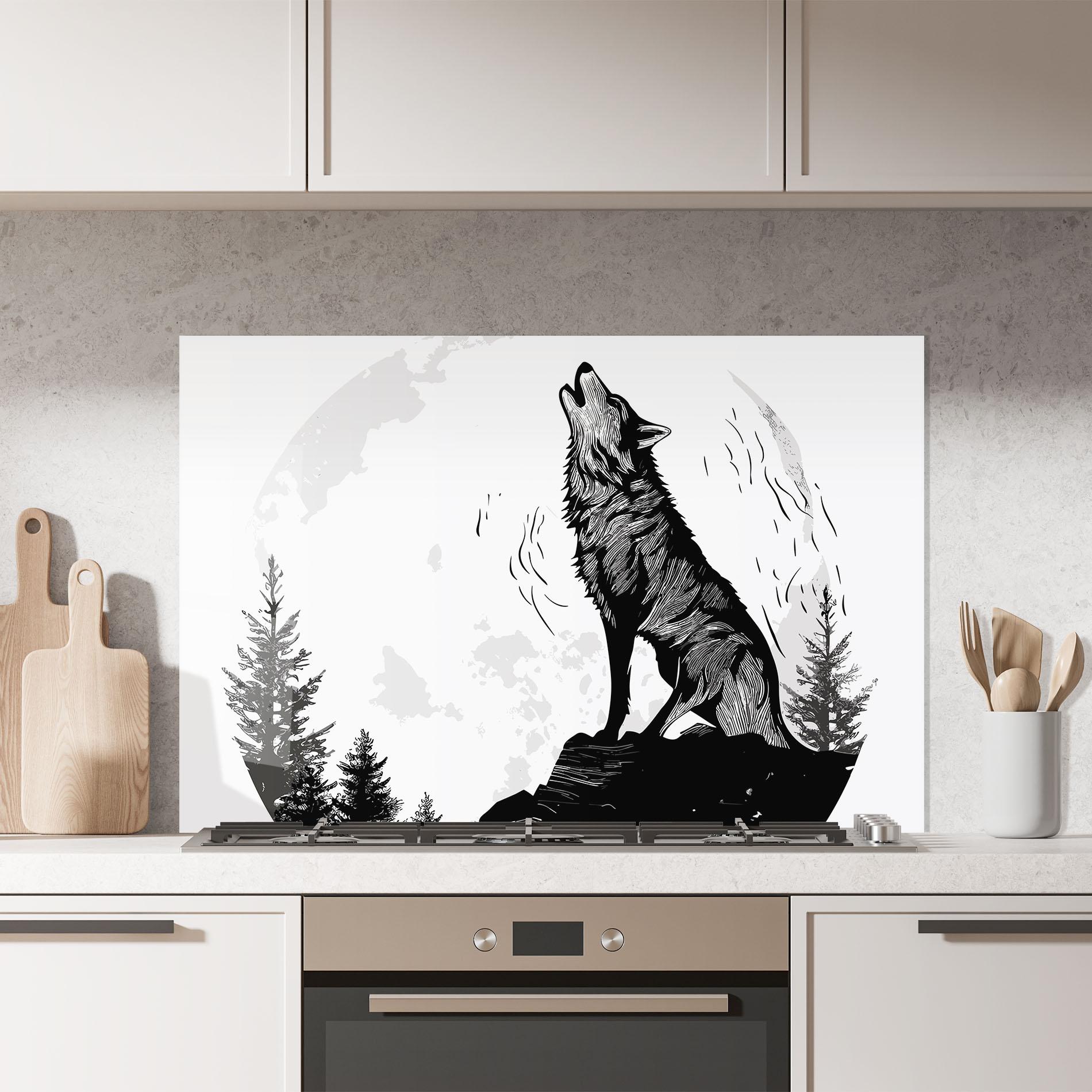 Konyhai üveg hátfal Grey Moon Wolf mockup 7