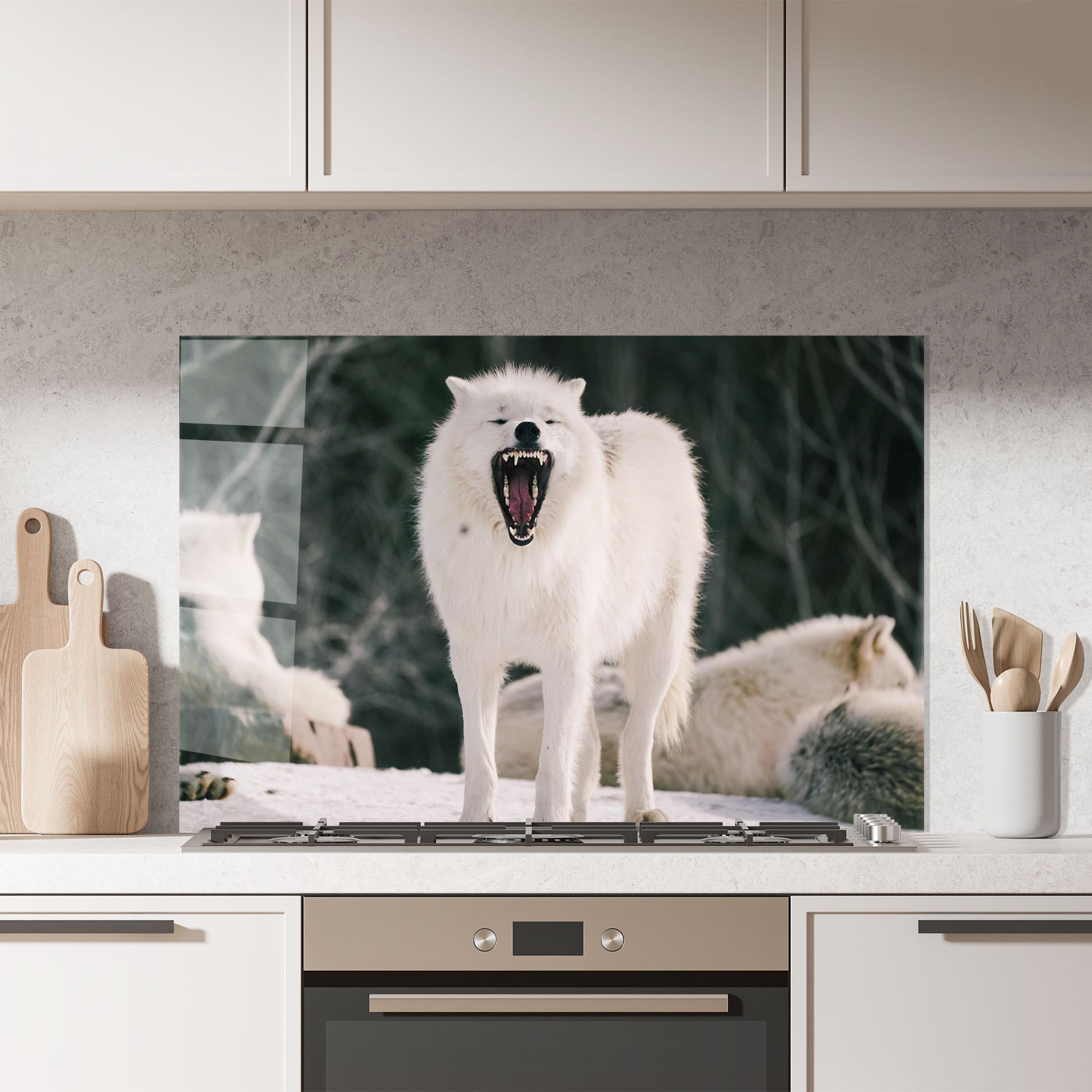 Laughing White Wolf mockup 7