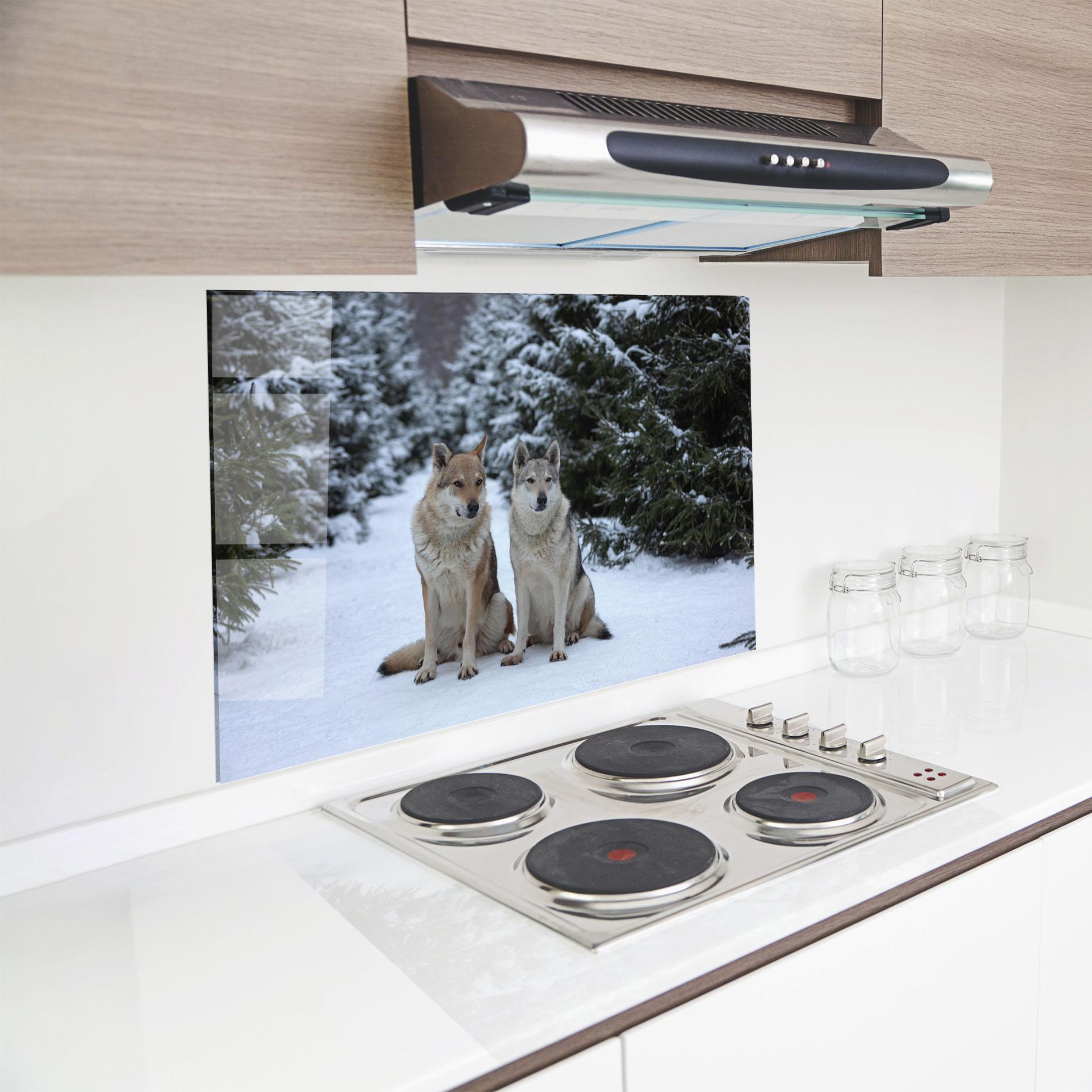 Konyhai üveg hátfal 2 Wolfs Sitting mockup 8