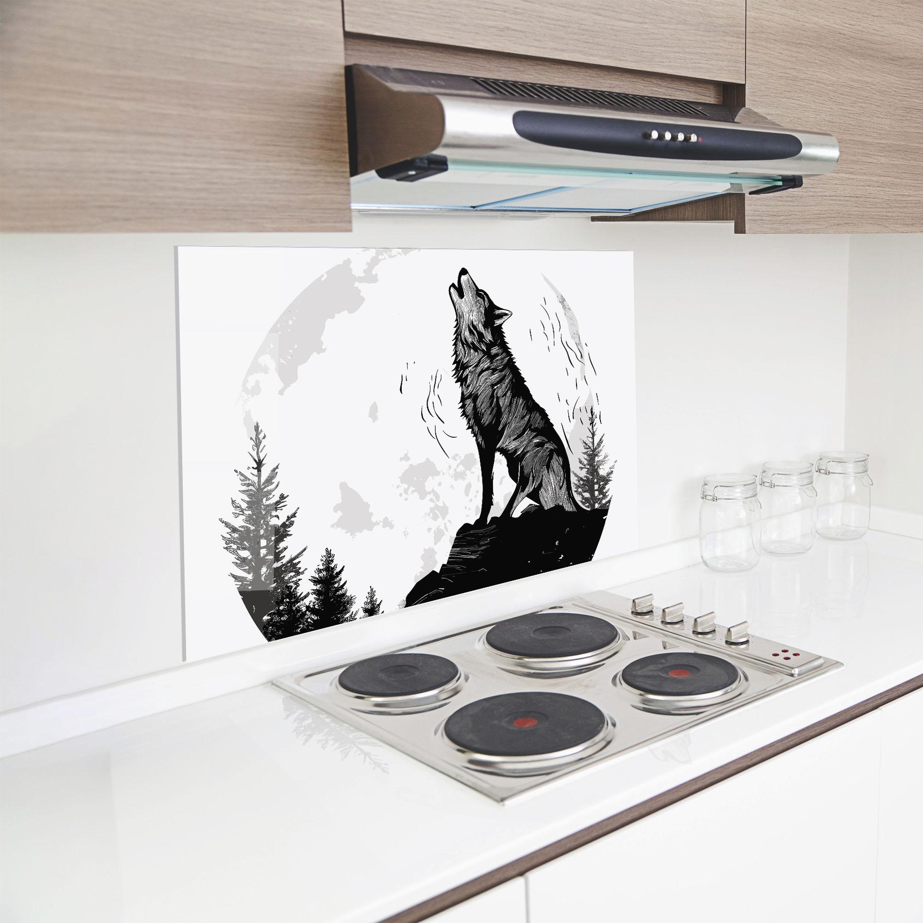 Konyhai üveg hátfal Grey Moon Wolf mockup 8