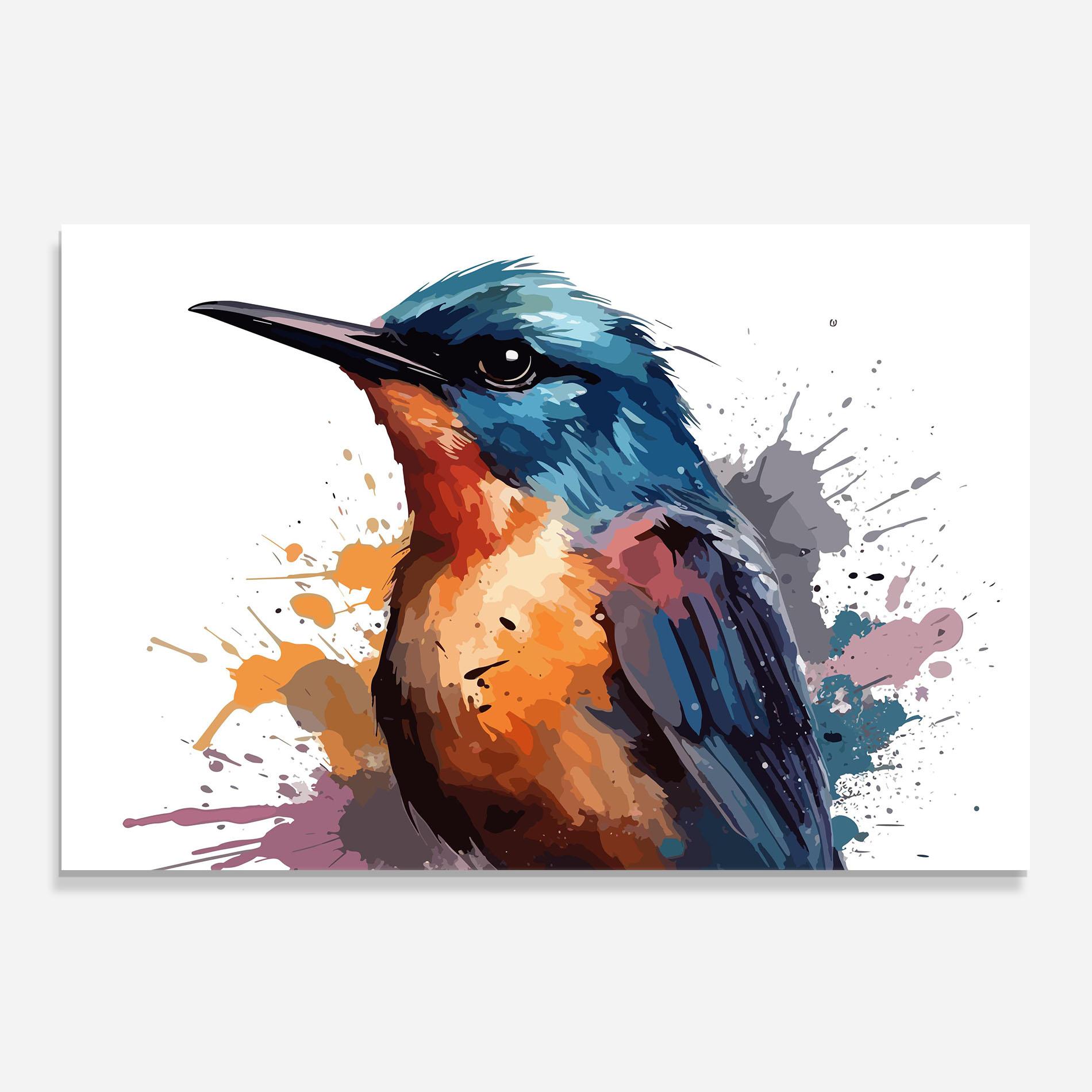 Konyhai üveg hátfal Brush Style Bird mockup 0
