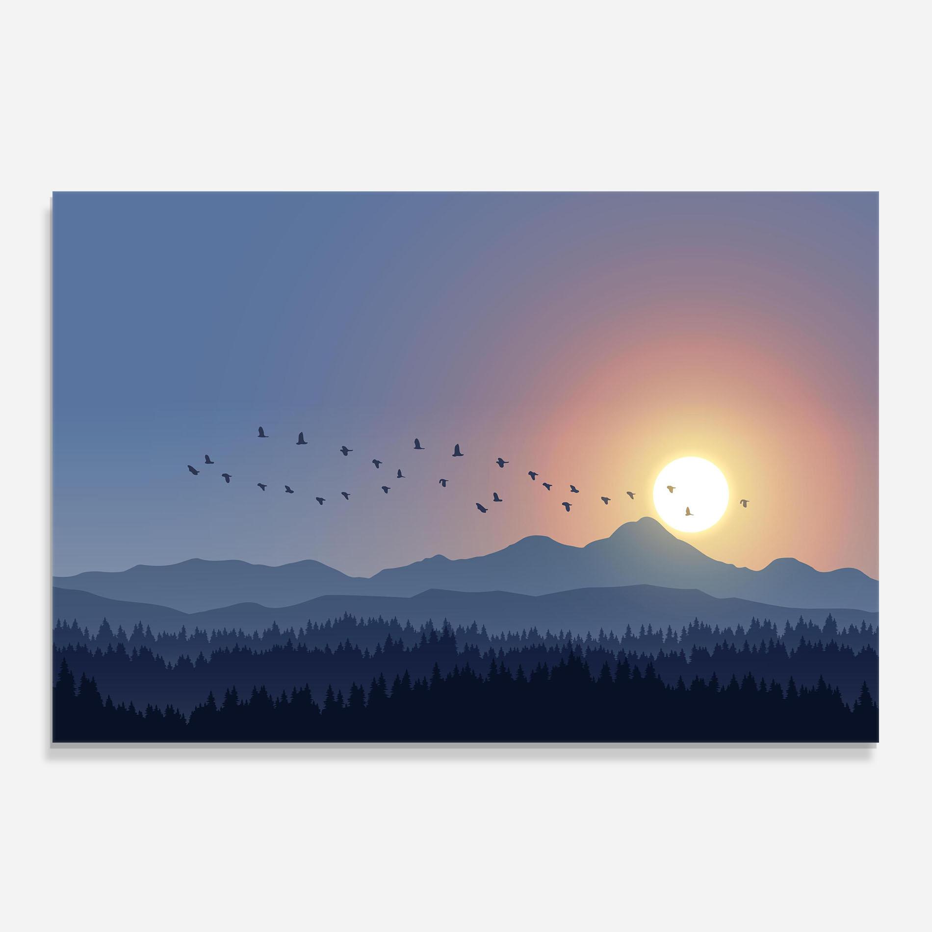 Konyhai üveg hátfal Sunset Birds View mockup 0