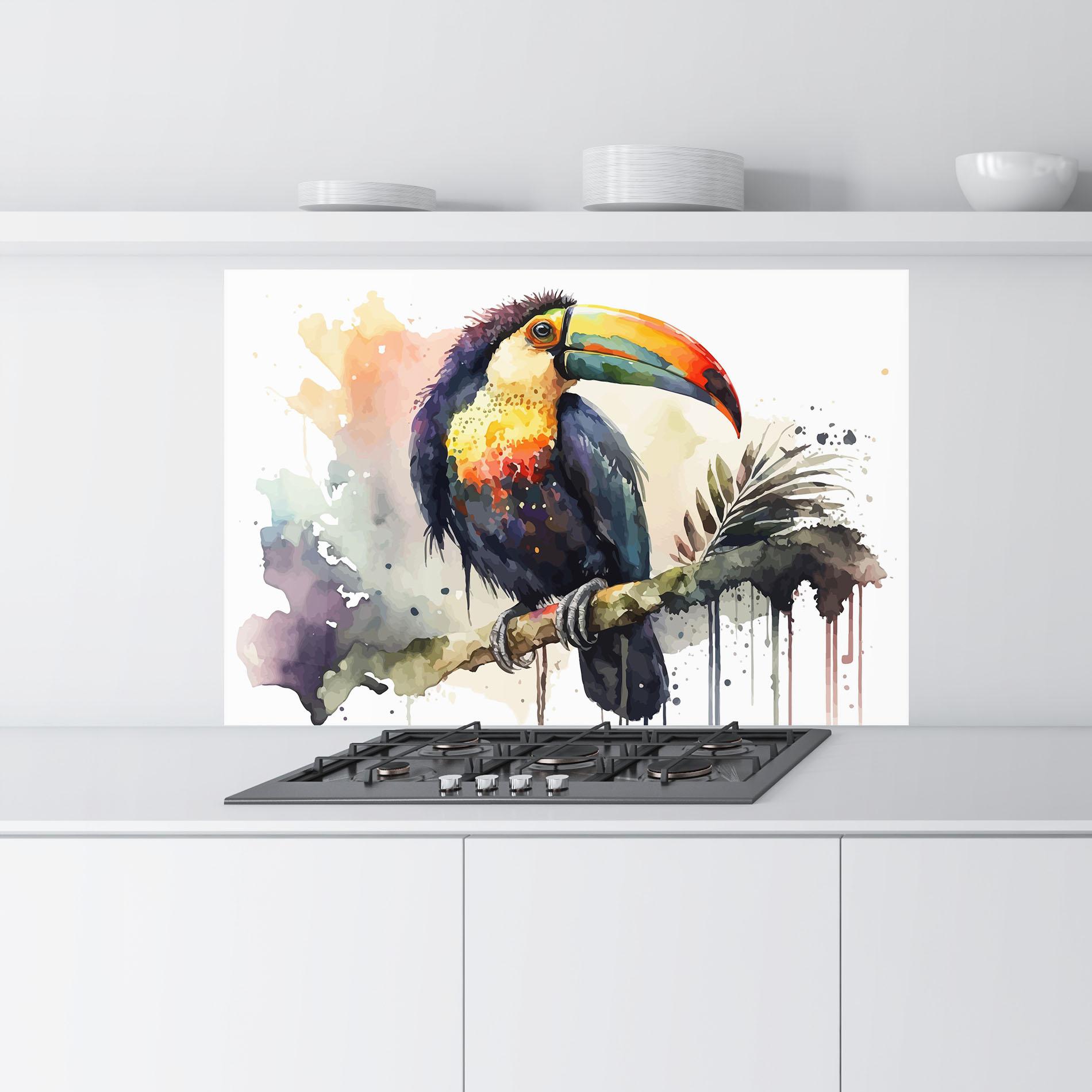 Konyhai üveg hátfal Beautiful Toucan Art mockup 9
