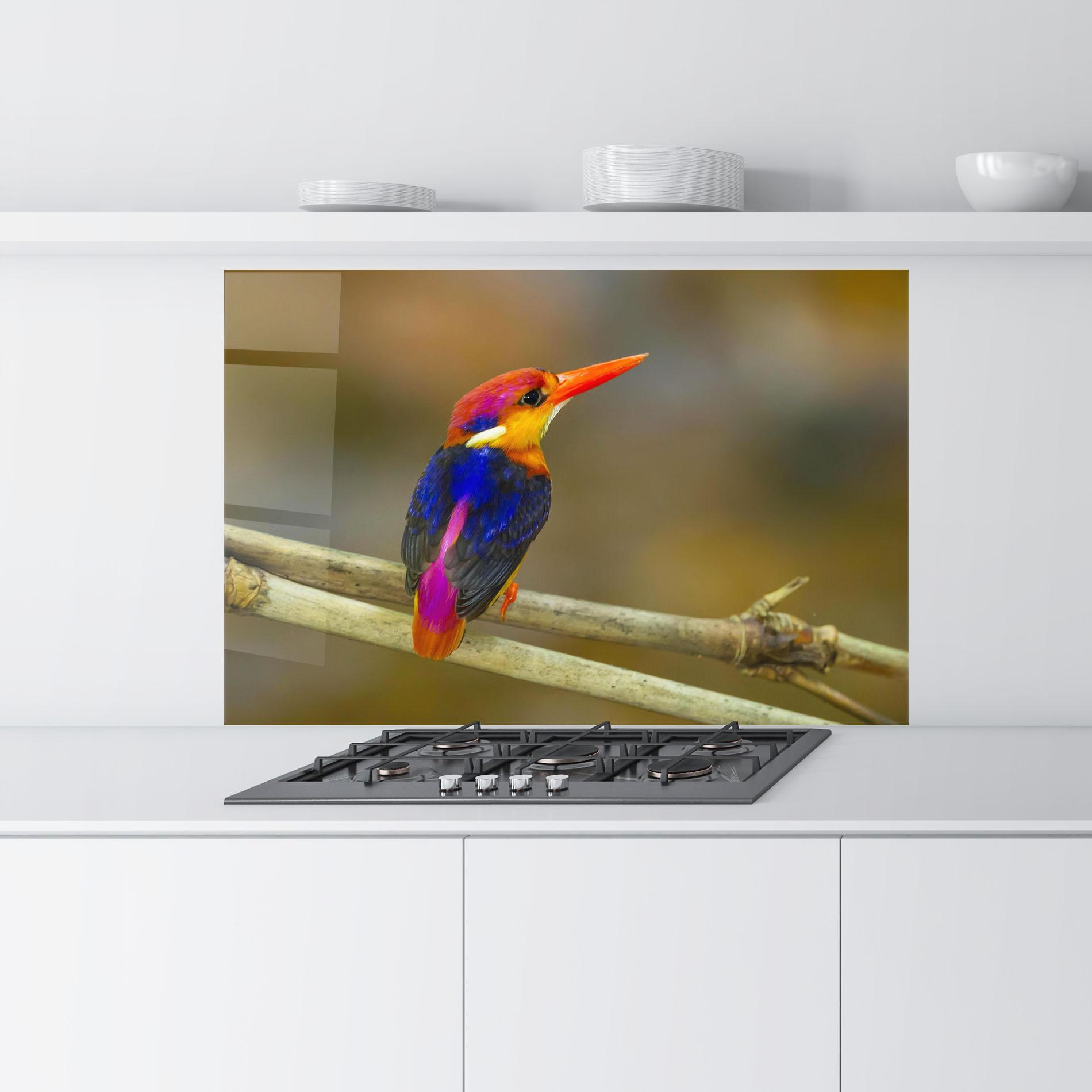 Konyhai üveg hátfal Colorful Bird mockup 9