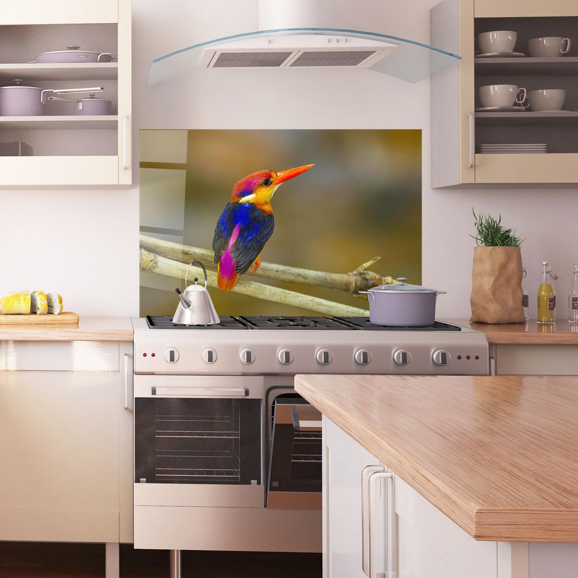 Konyhai üveg hátfal Colorful Bird mockup 1