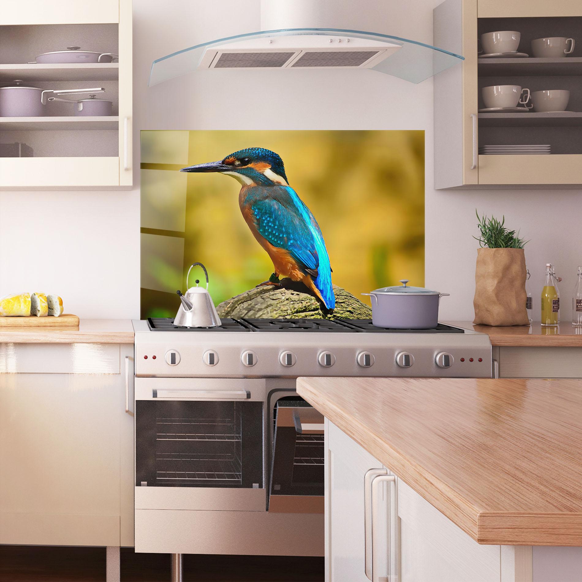 Konyhai üveg hátfal Cute Blue Bird mockup 1