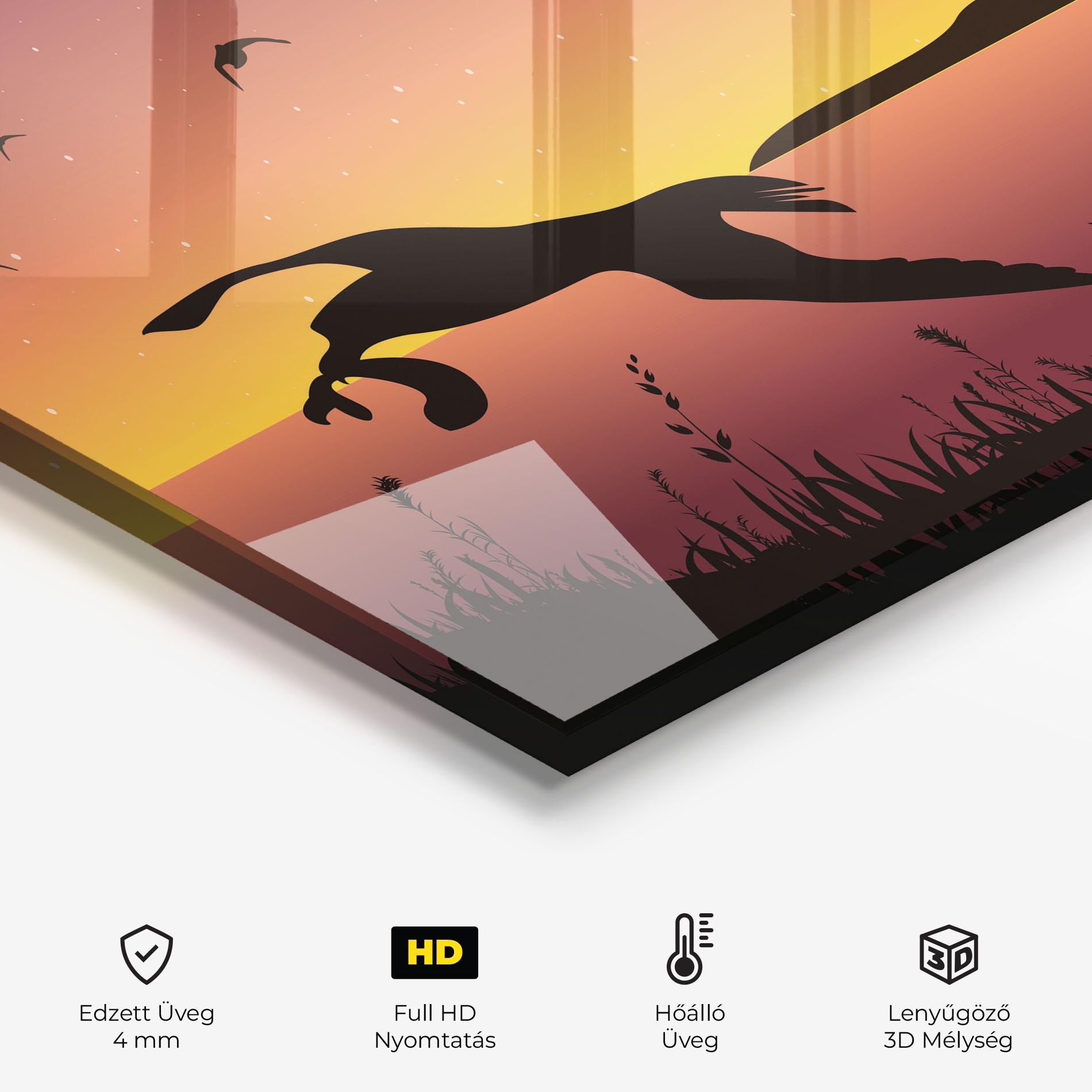 Konyhai üveg hátfal Birds Fishing mockup 2