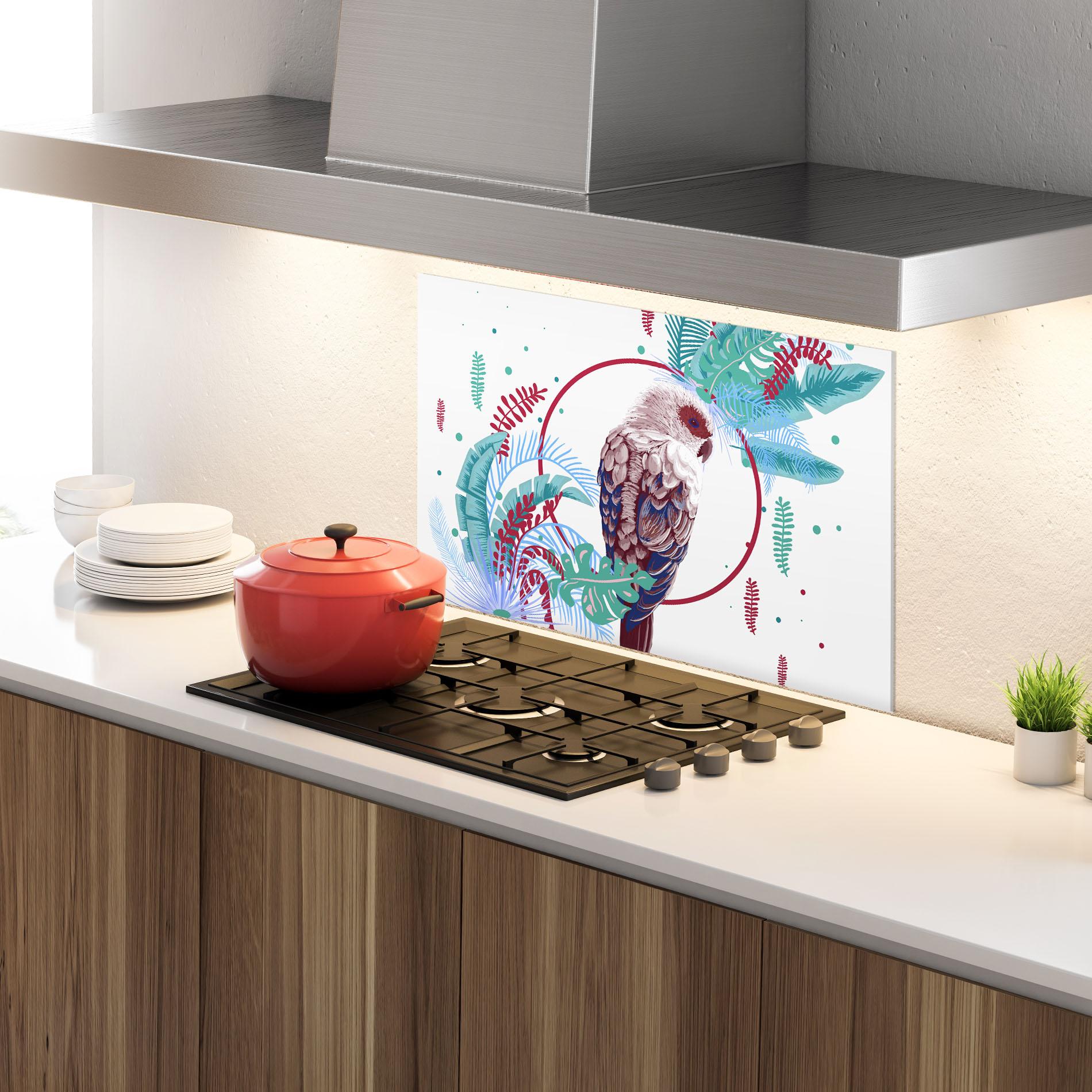 Konyhai üveg hátfal Bright Bird mockup 4