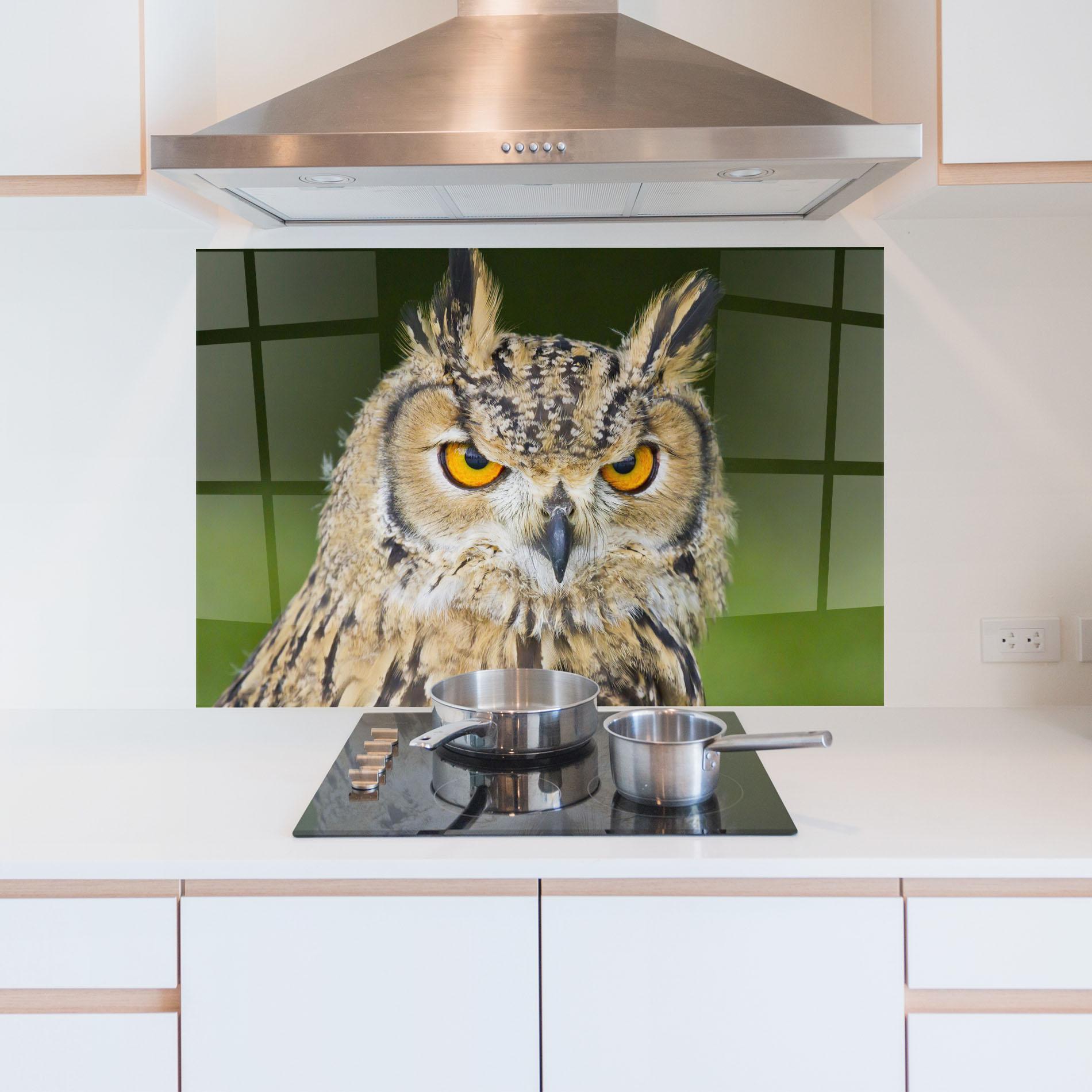 Konyhai üveg hátfal Angry Owl mockup 5