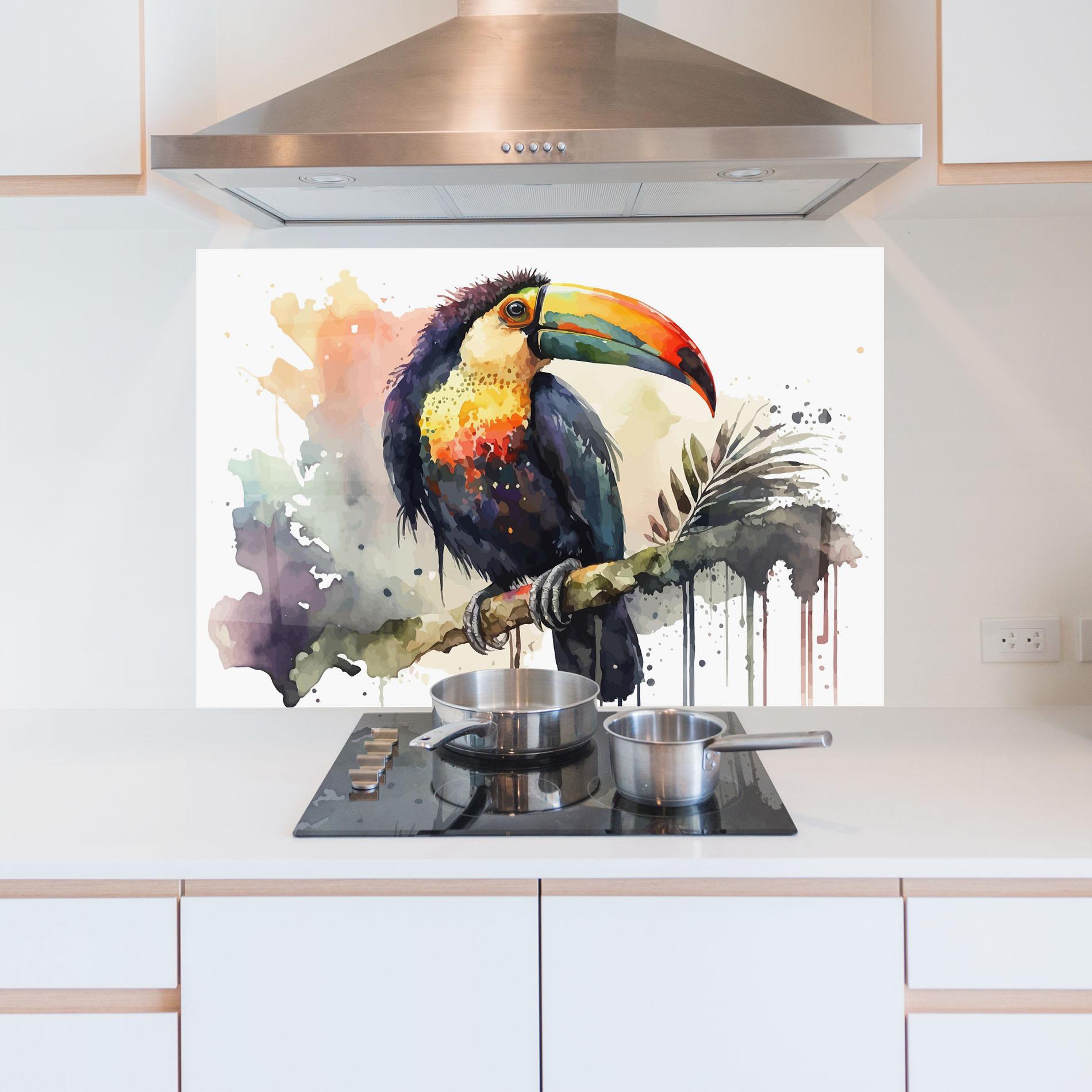 Konyhai üveg hátfal Beautiful Toucan Art mockup 5