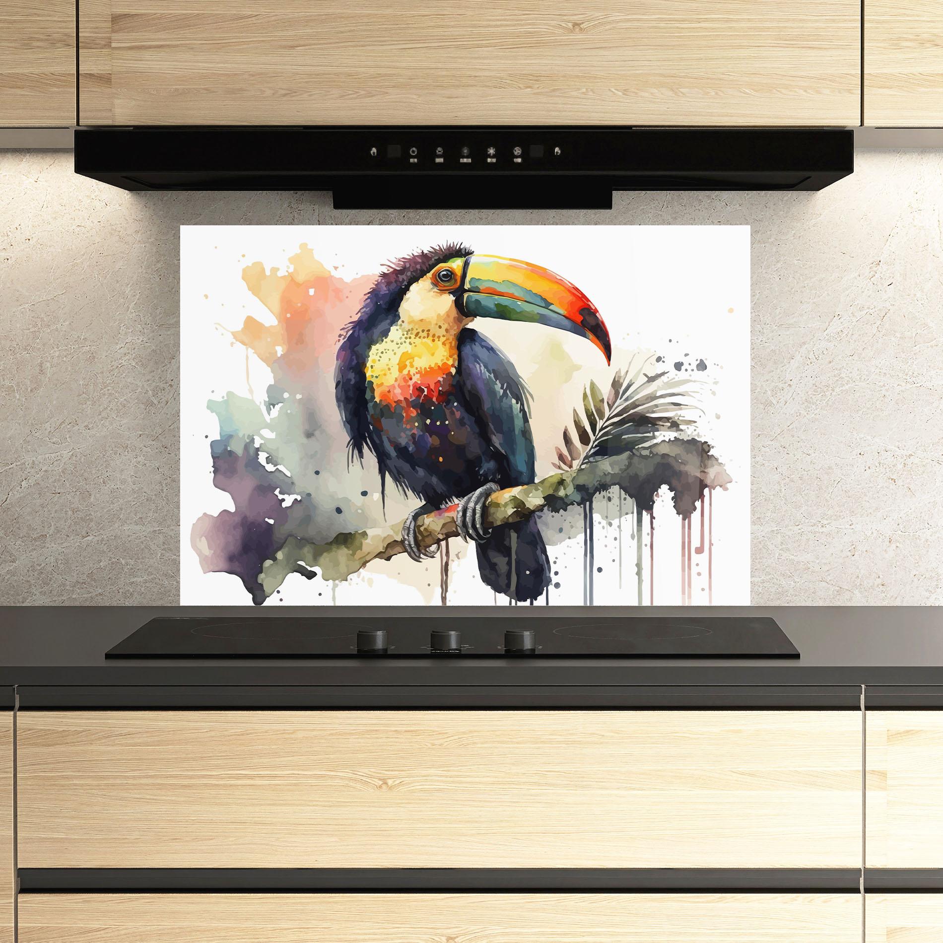 Konyhai üveg hátfal Beautiful Toucan Art mockup 3