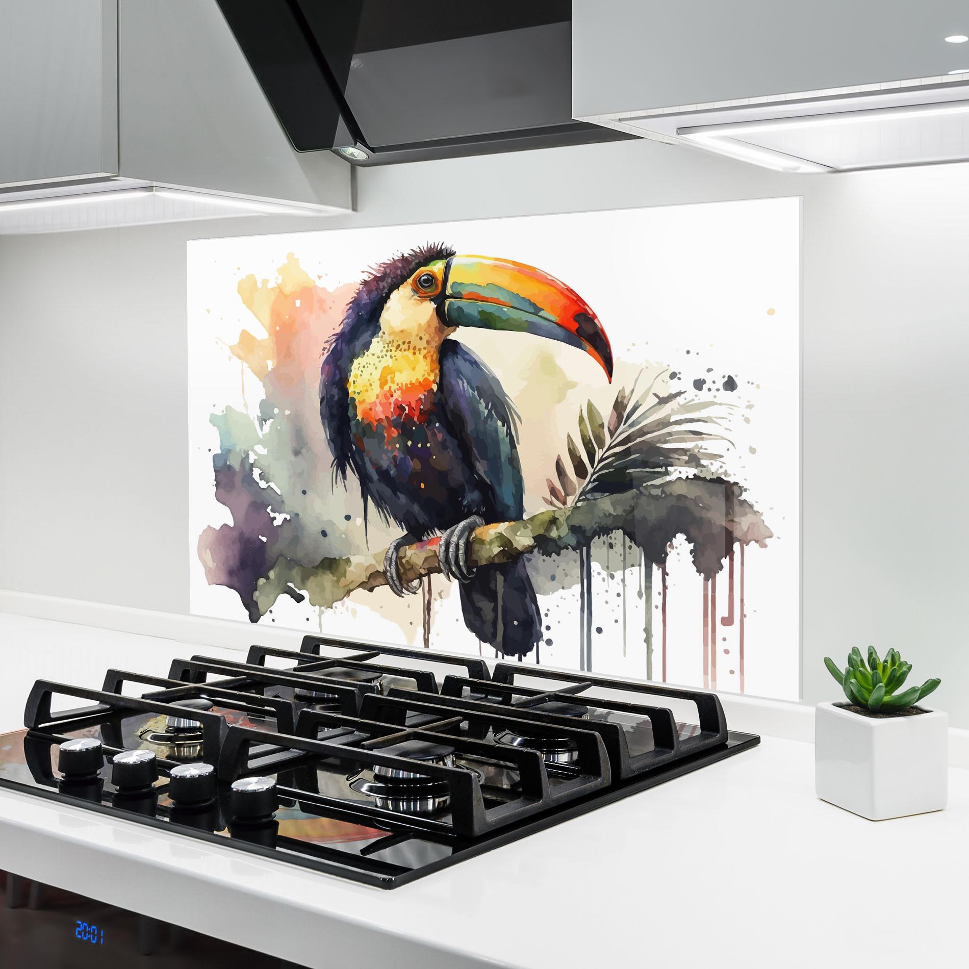 Konyhai üveg hátfal Beautiful Toucan Art mockup 6